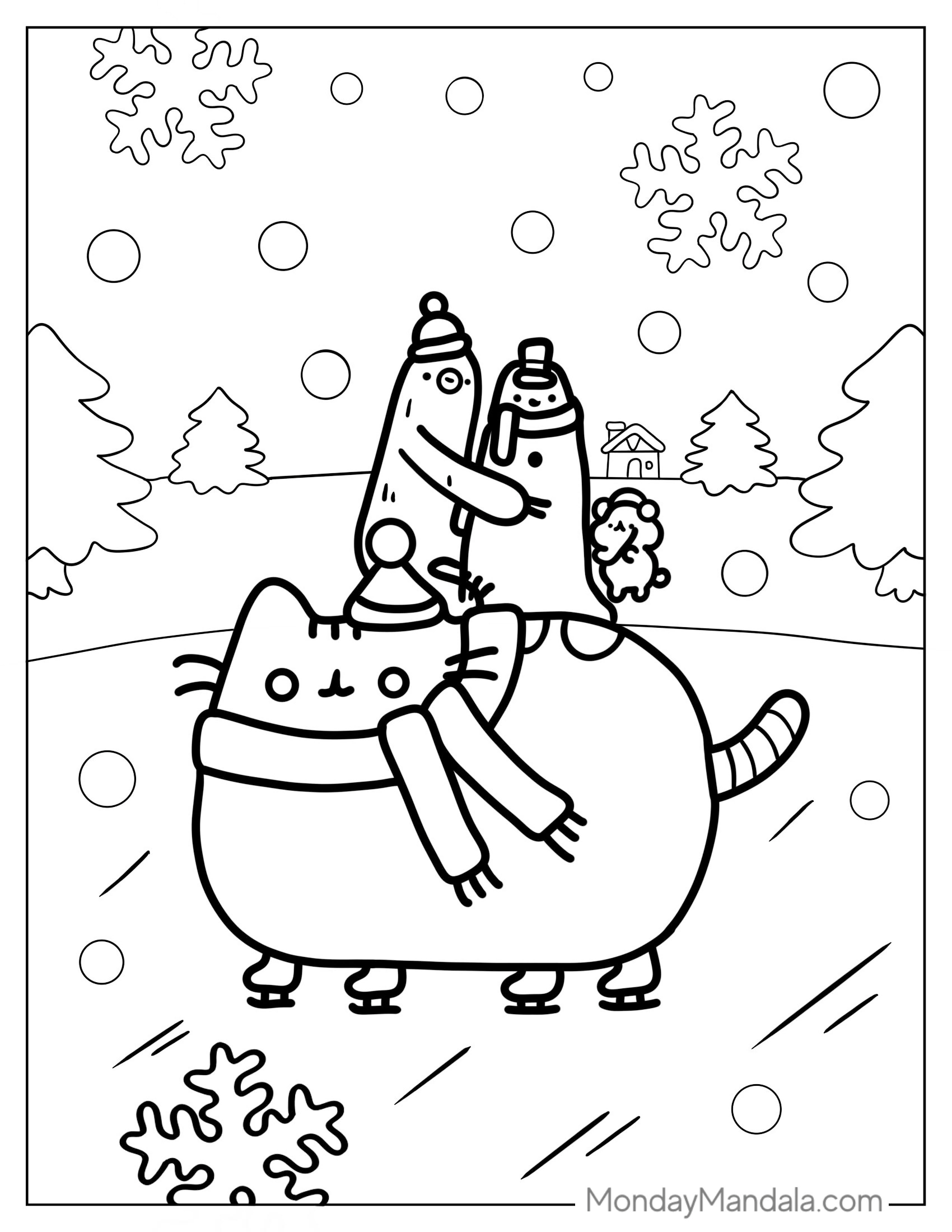 Pusheen Ice Skating During Winter