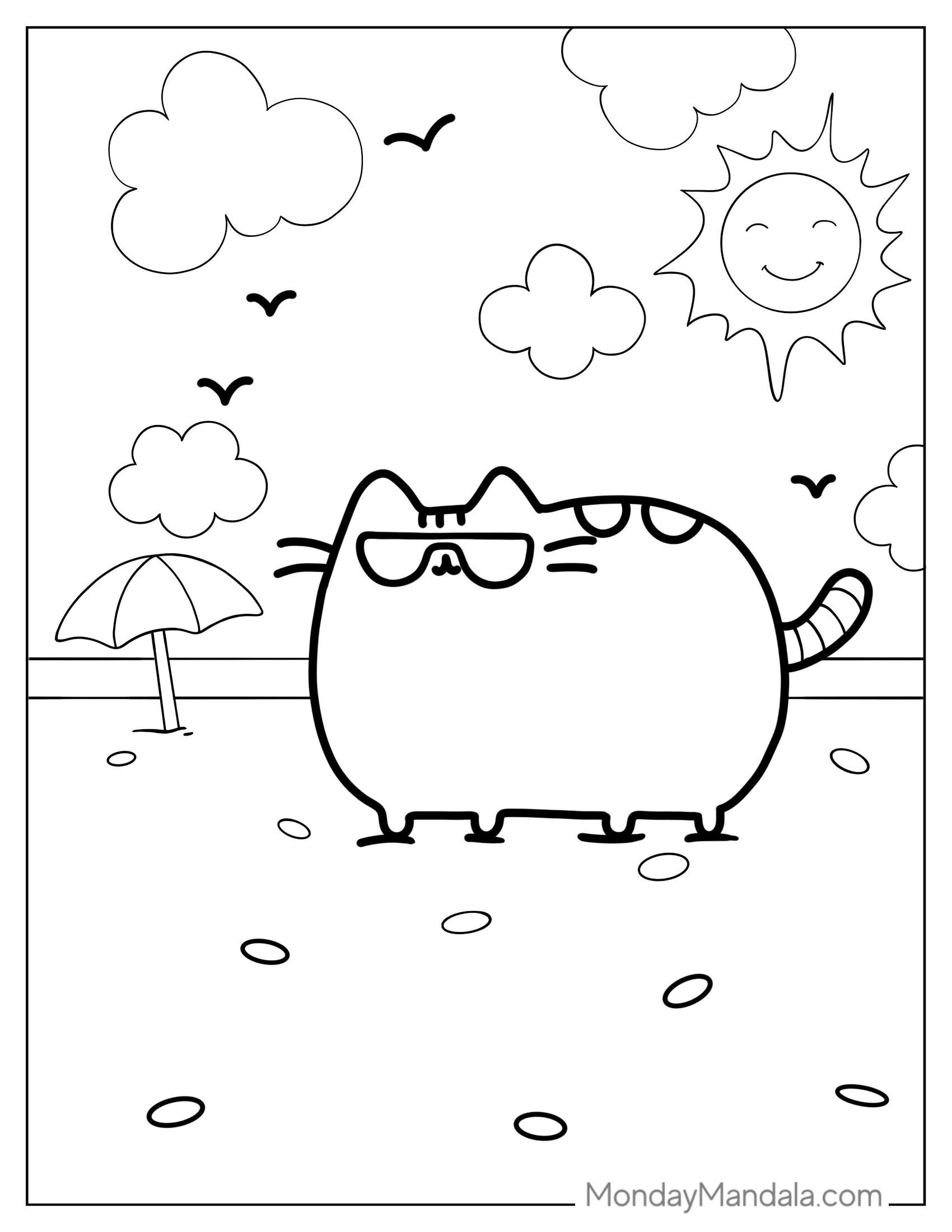 Pusheen Wearing Sunglasses At The Beach