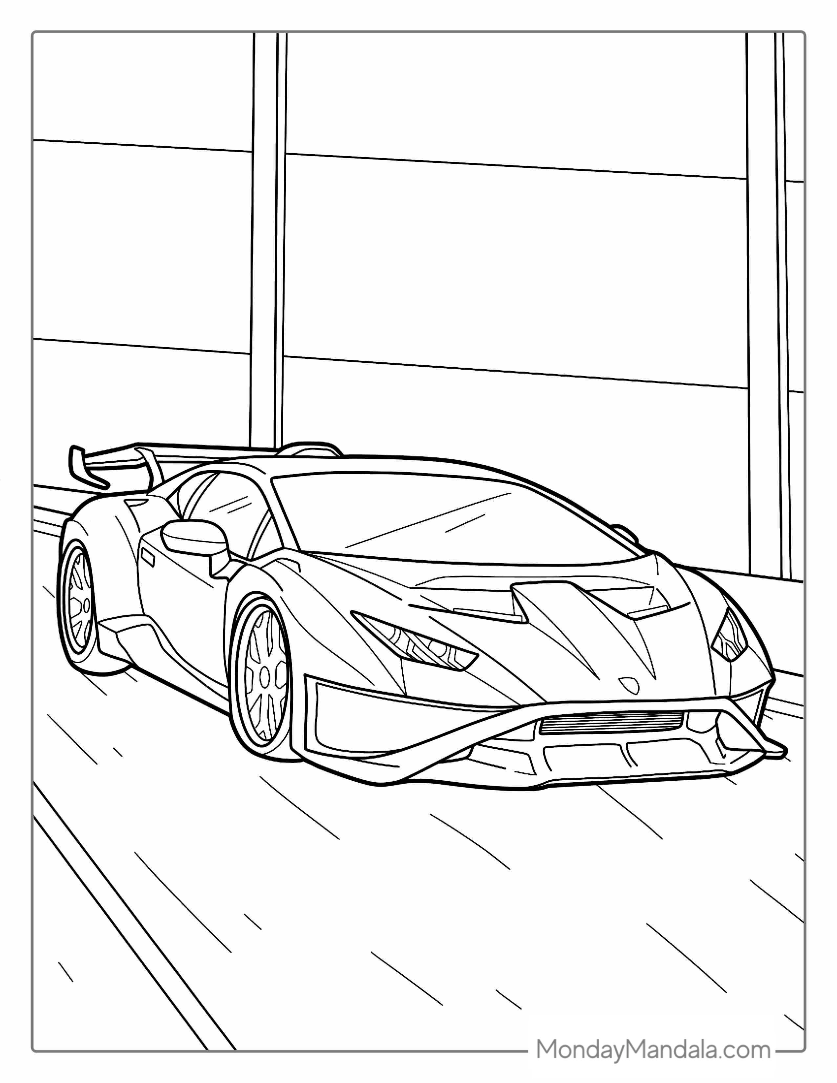 Racing Lamborghini On Track To Color