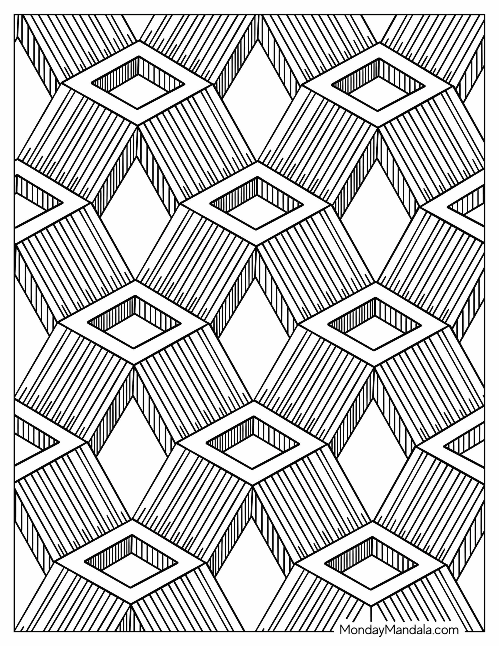 Ramp Loop Geometric Coloring Page Pattern