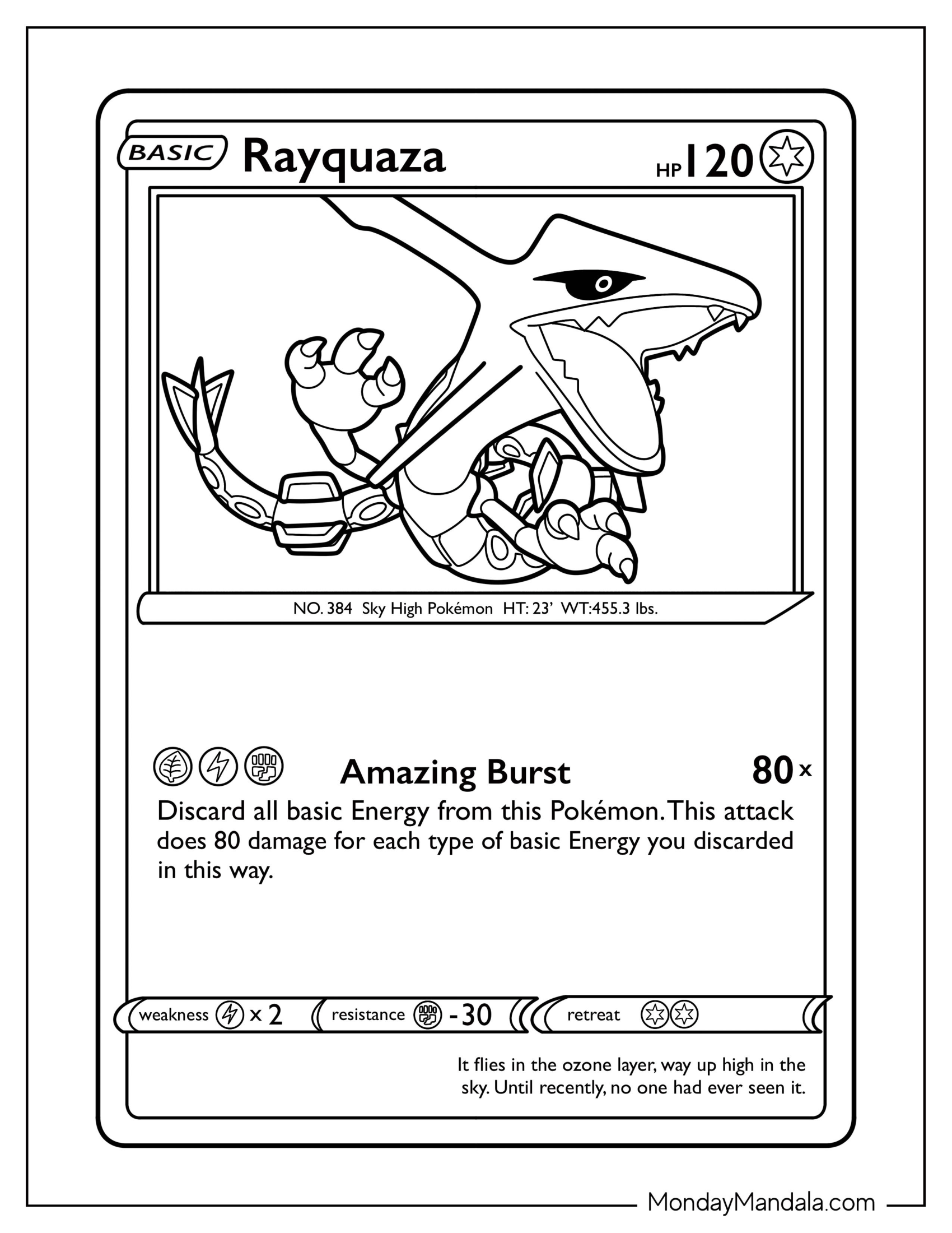 Rayquaza Coloring Page Amazing Burst Pokemon Card