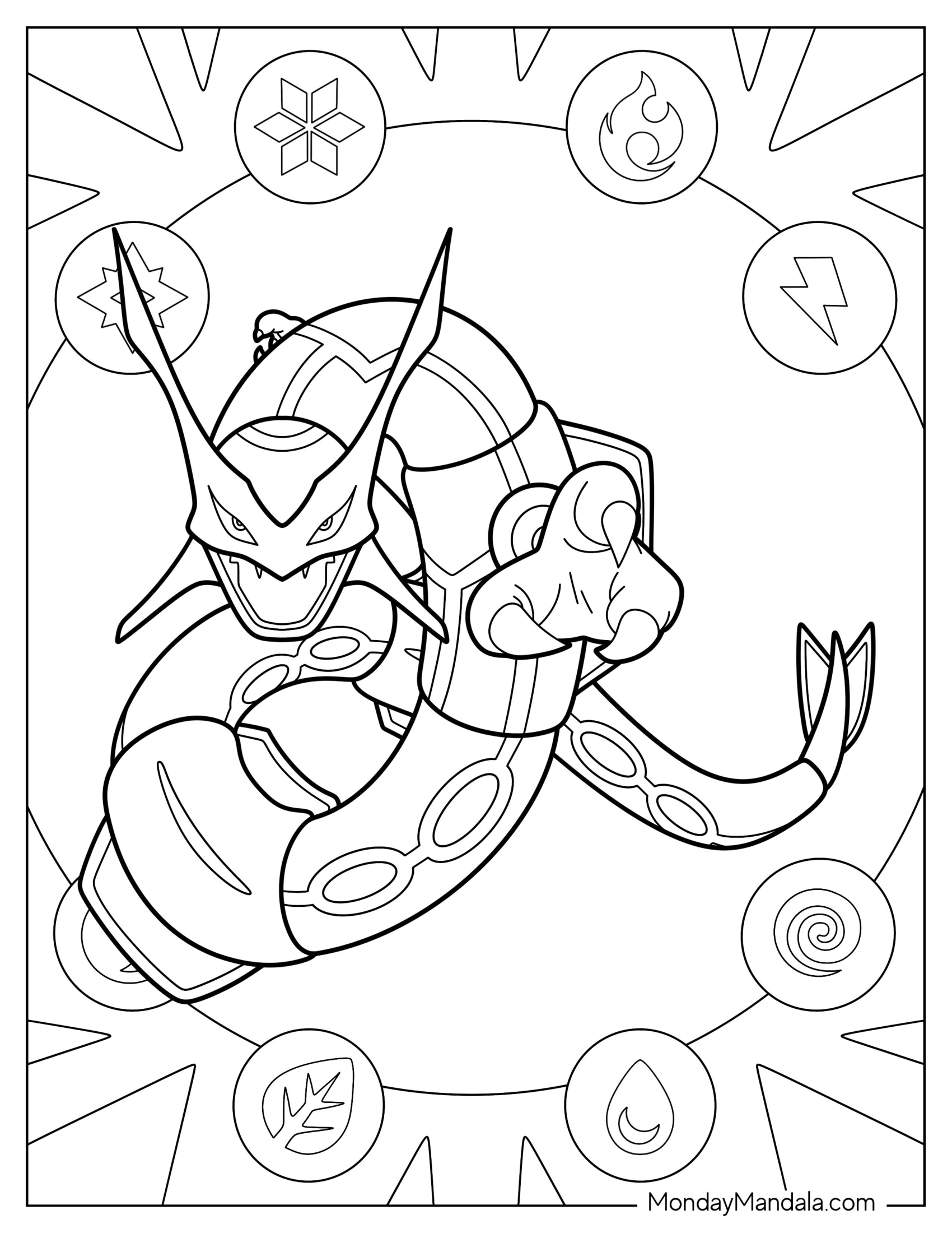 Rayquaza Coloring Page With Claws Out