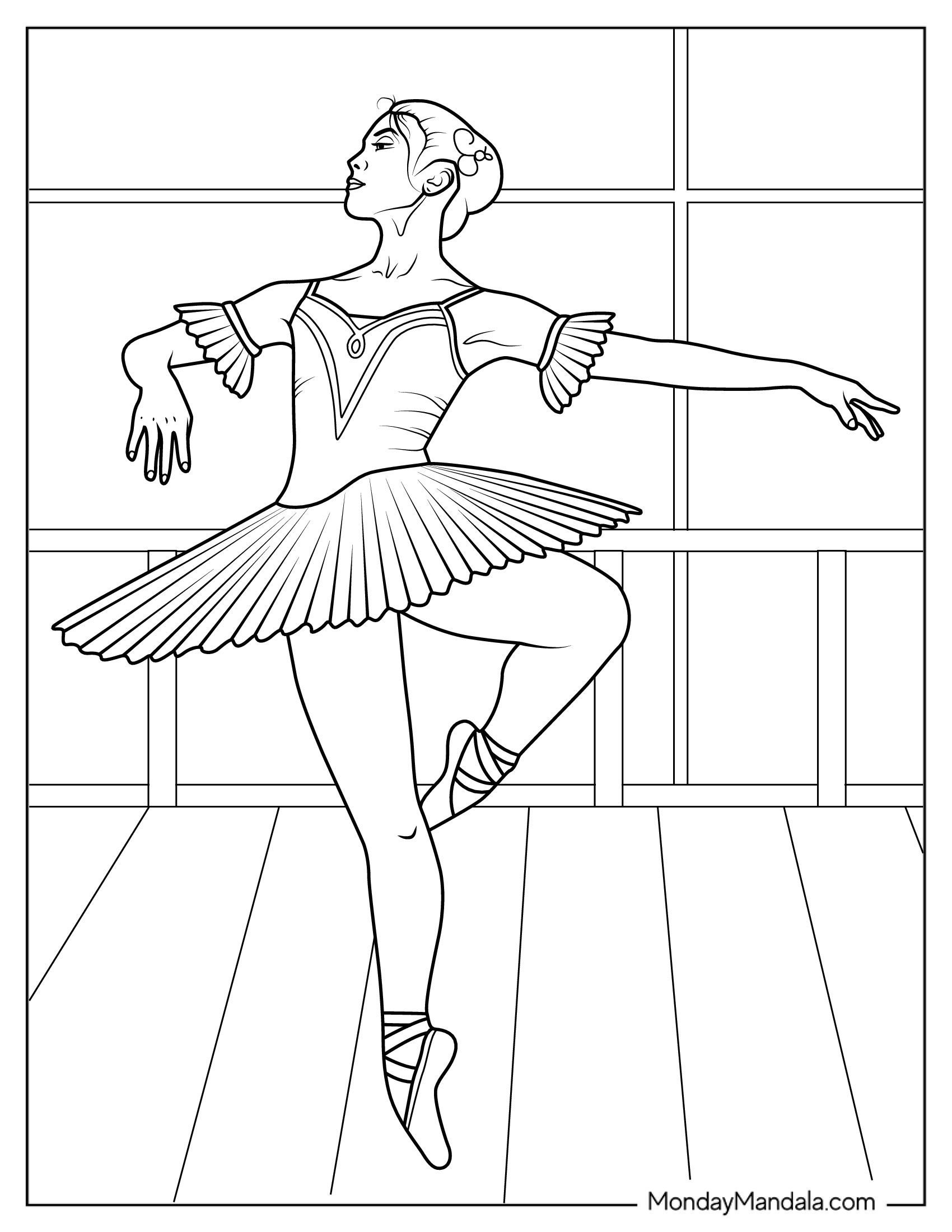 Realistic Ballerina Coloring Page