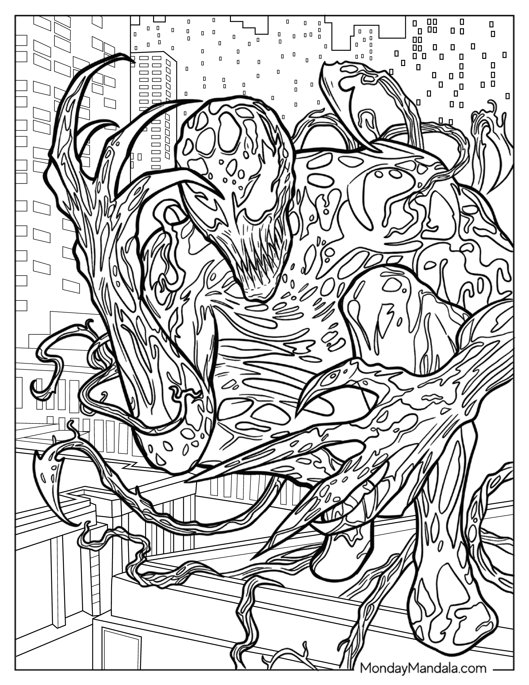 Realistic Carnage Coloring Page In Battle