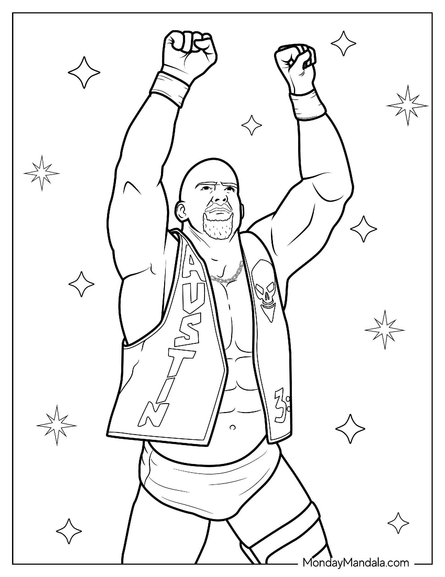 Realistic Coloring Page Of Stone Cold Steve Austin