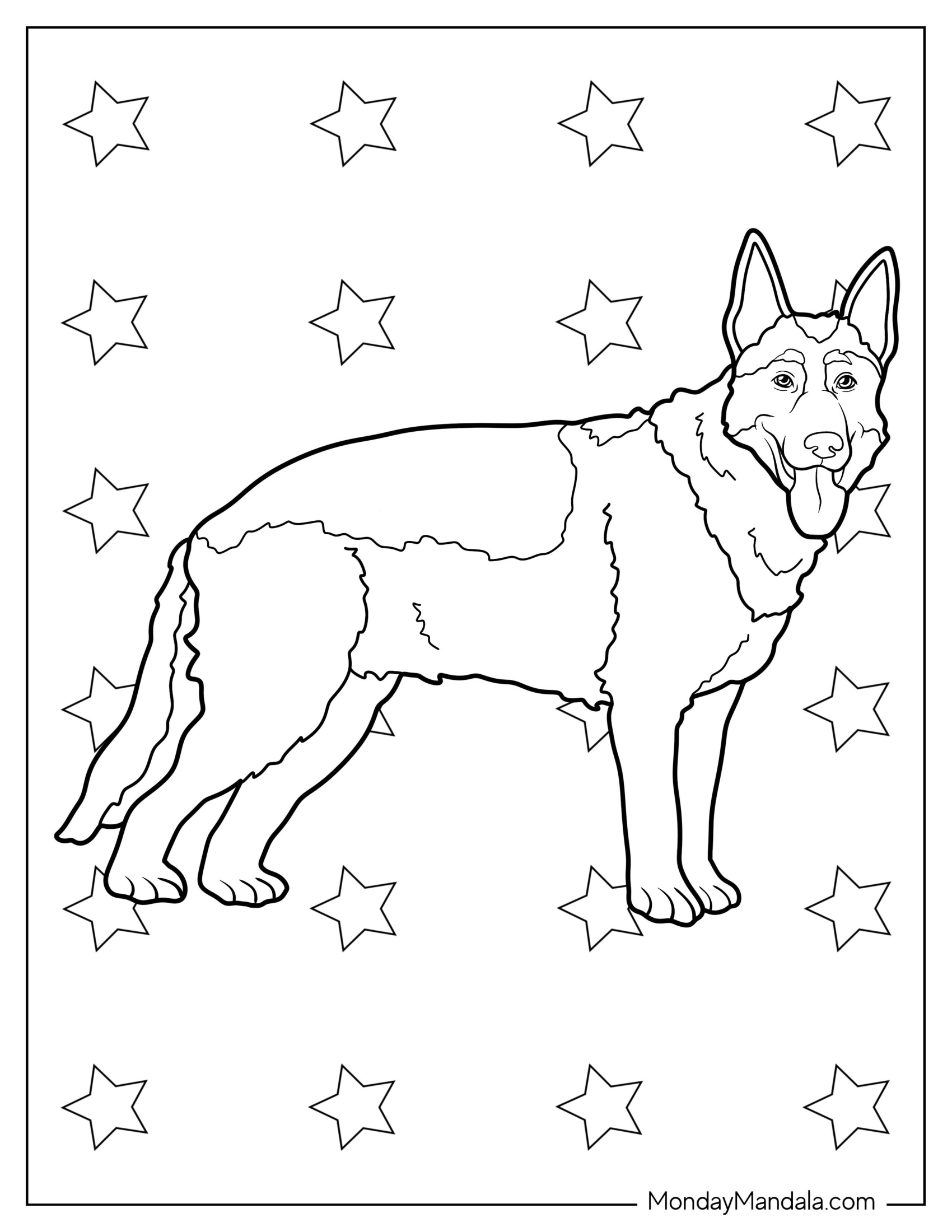 Realistic German Shepherd Coloring Page In Profile