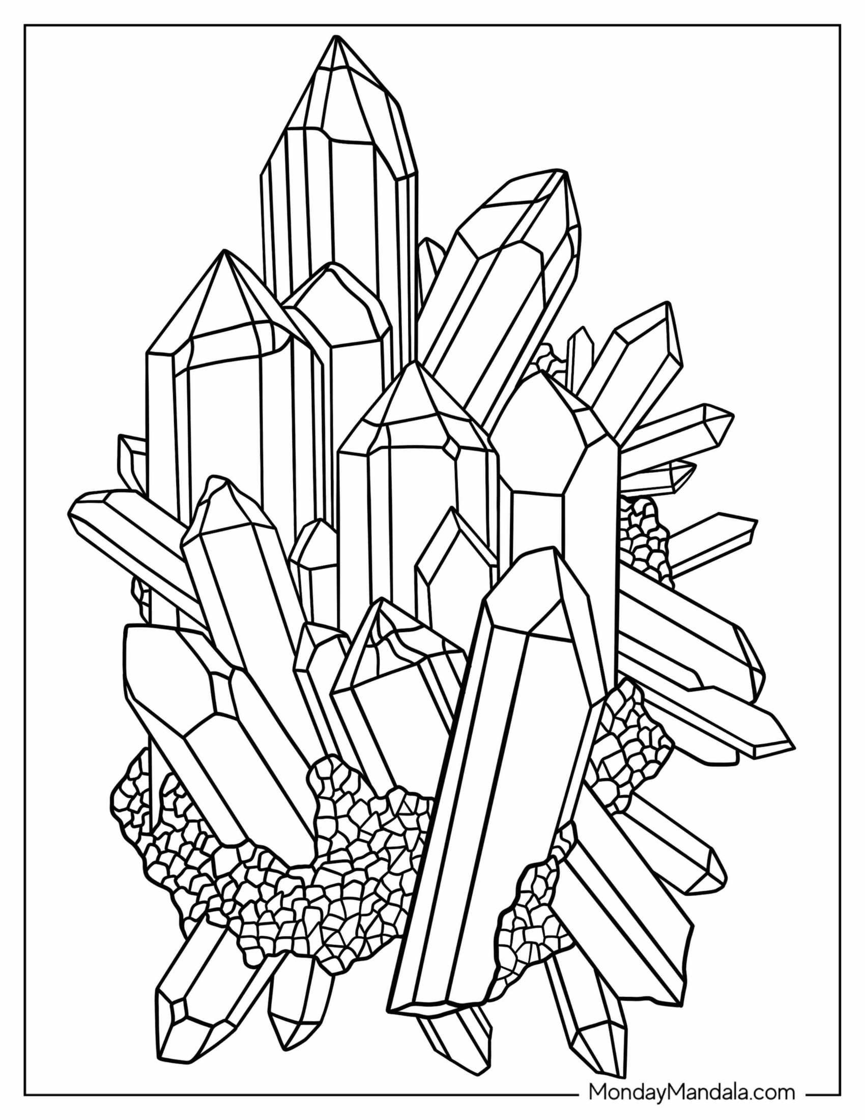 Realistic Pile Of Crystal Coloring Page