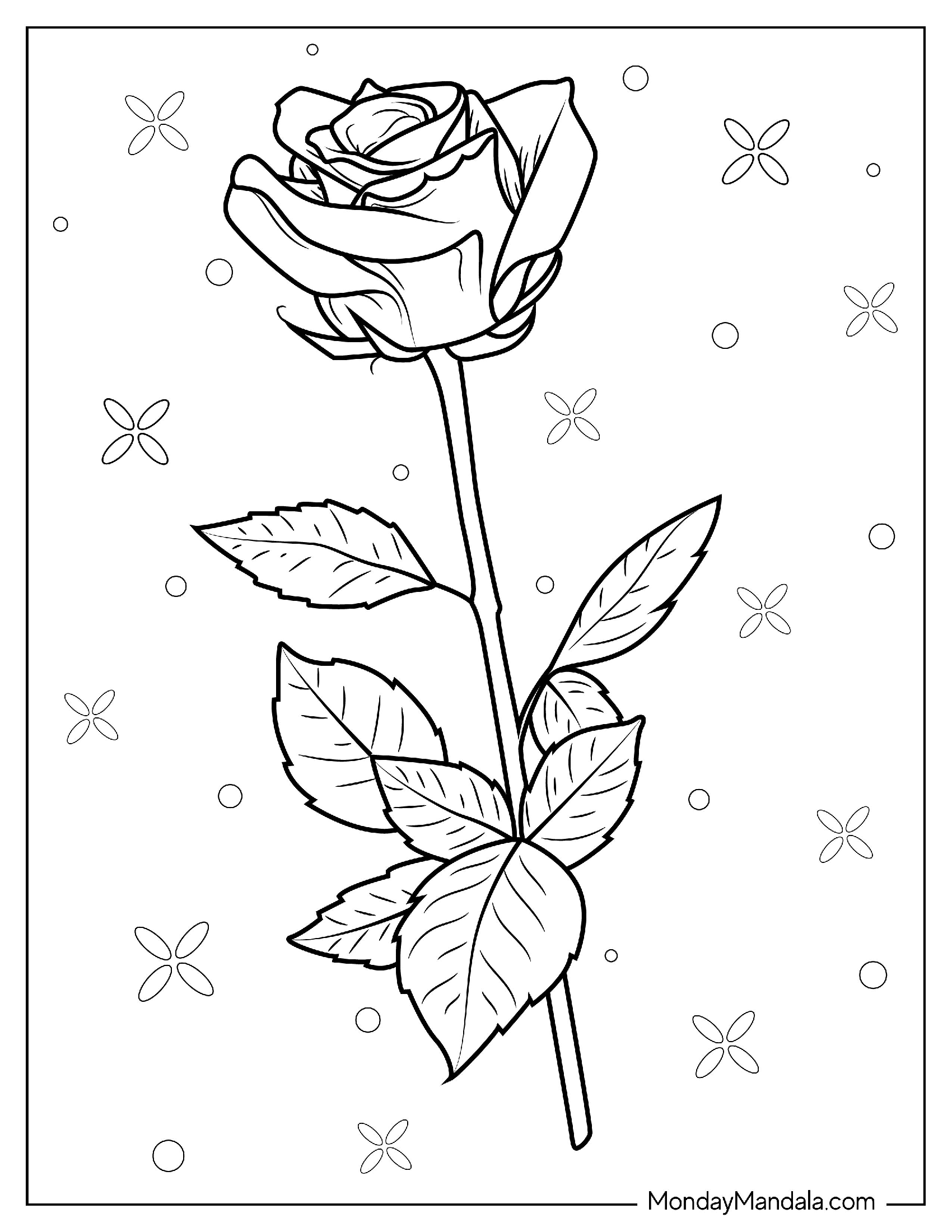 Realistic Rose Coloring Page