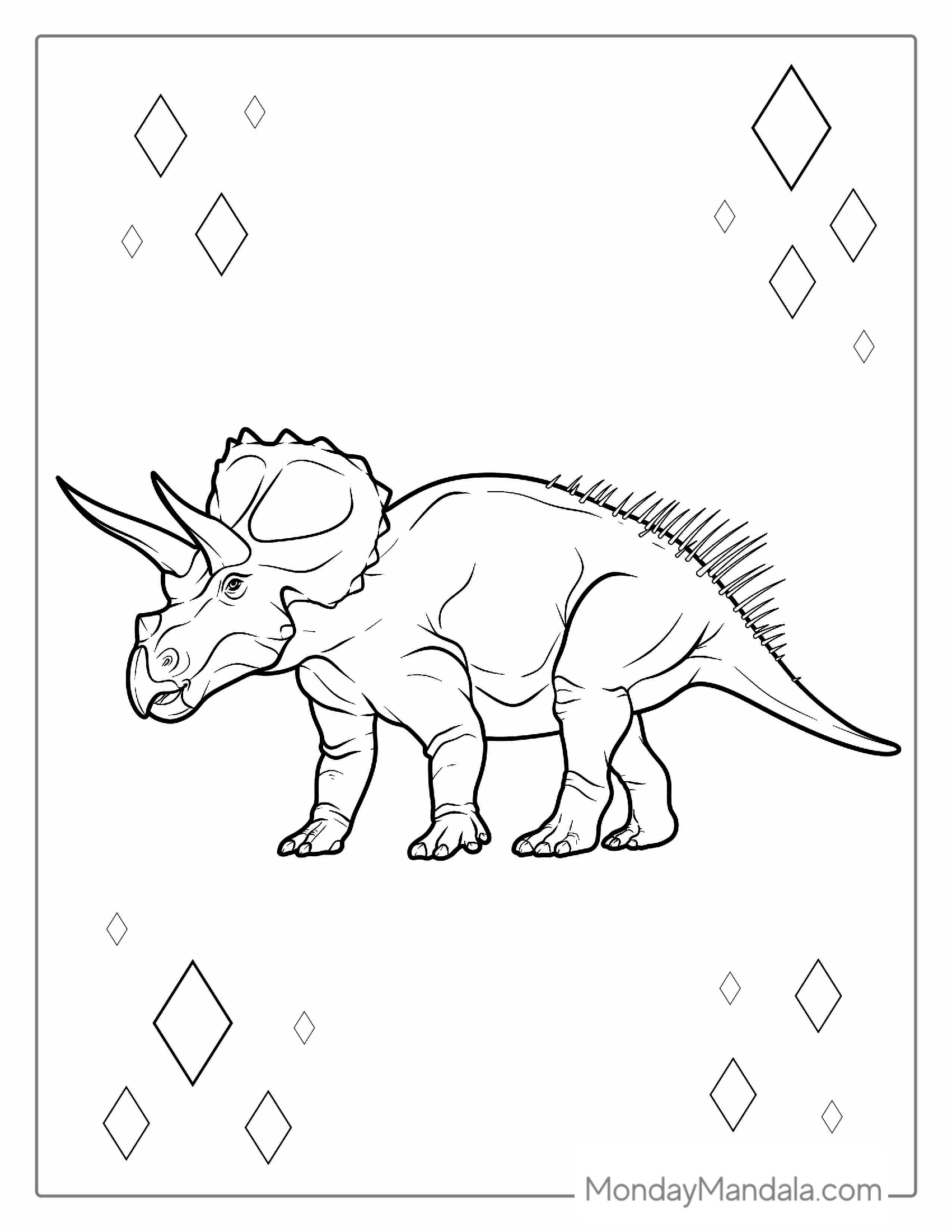 Realistic Triceratops Coloring Page