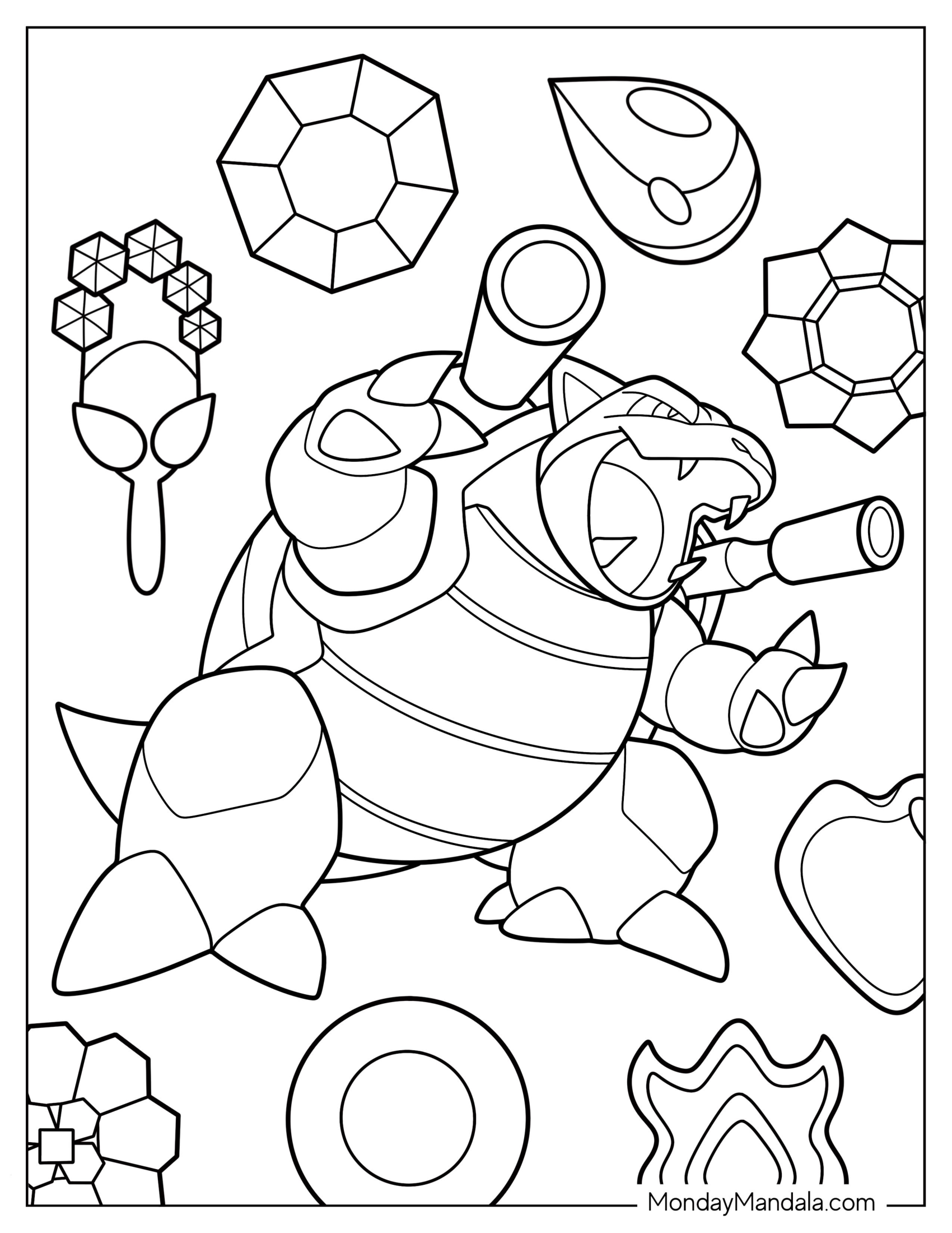 Roaring Mega Blastoise Coloring Page