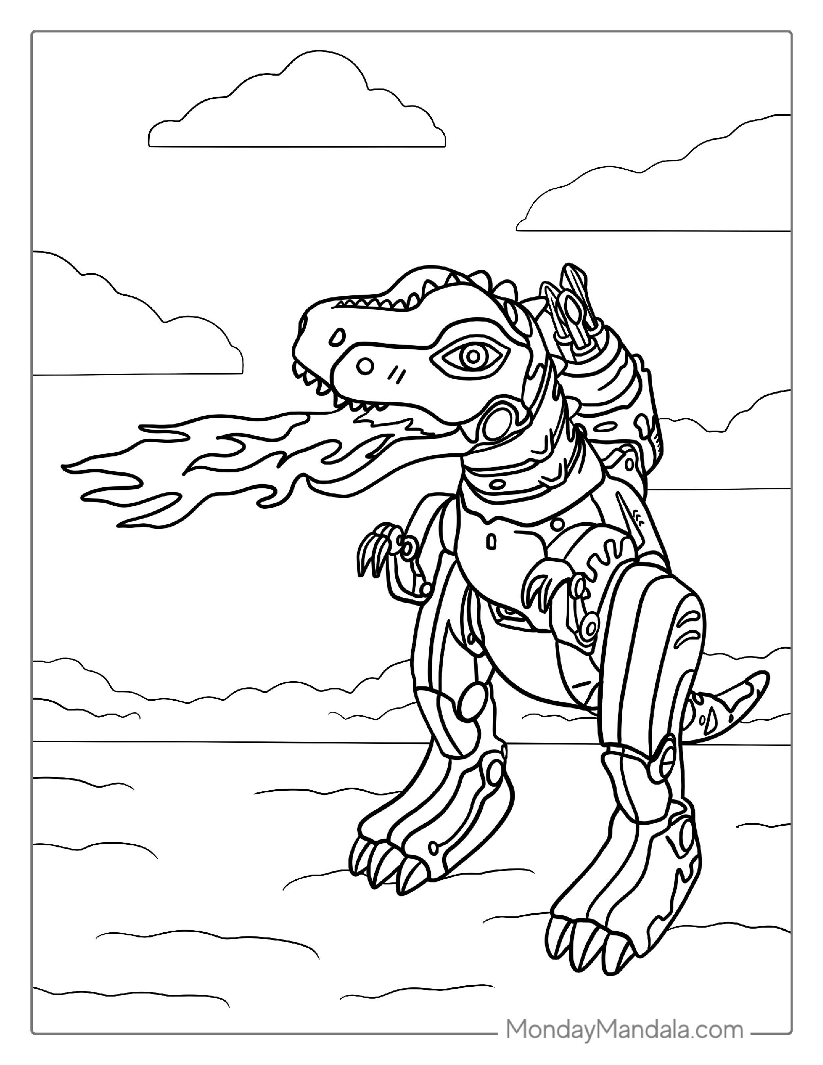 Robot Dinosaur Coloring Sheet