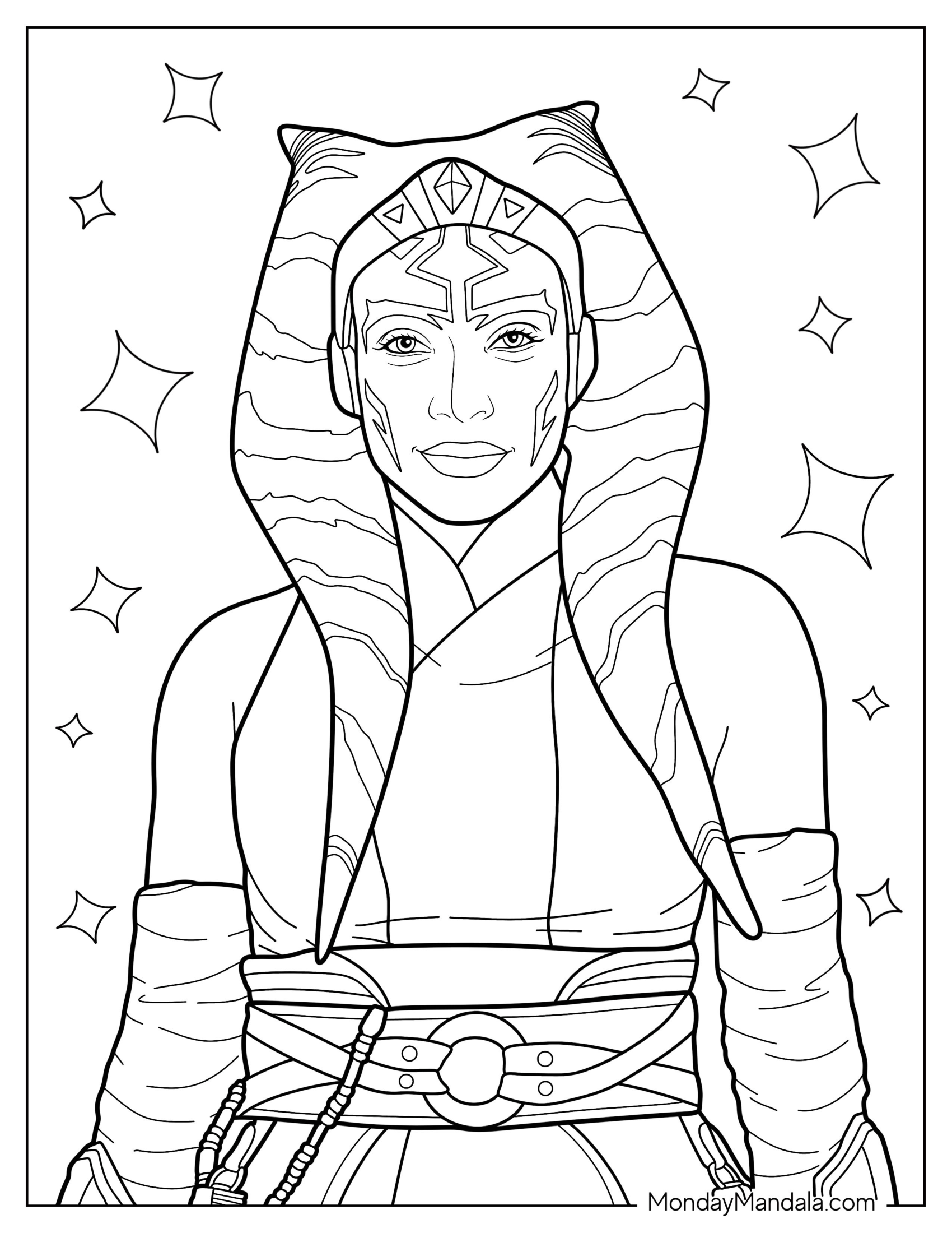 Rosario Dawson As Ahsoka Coloring Page