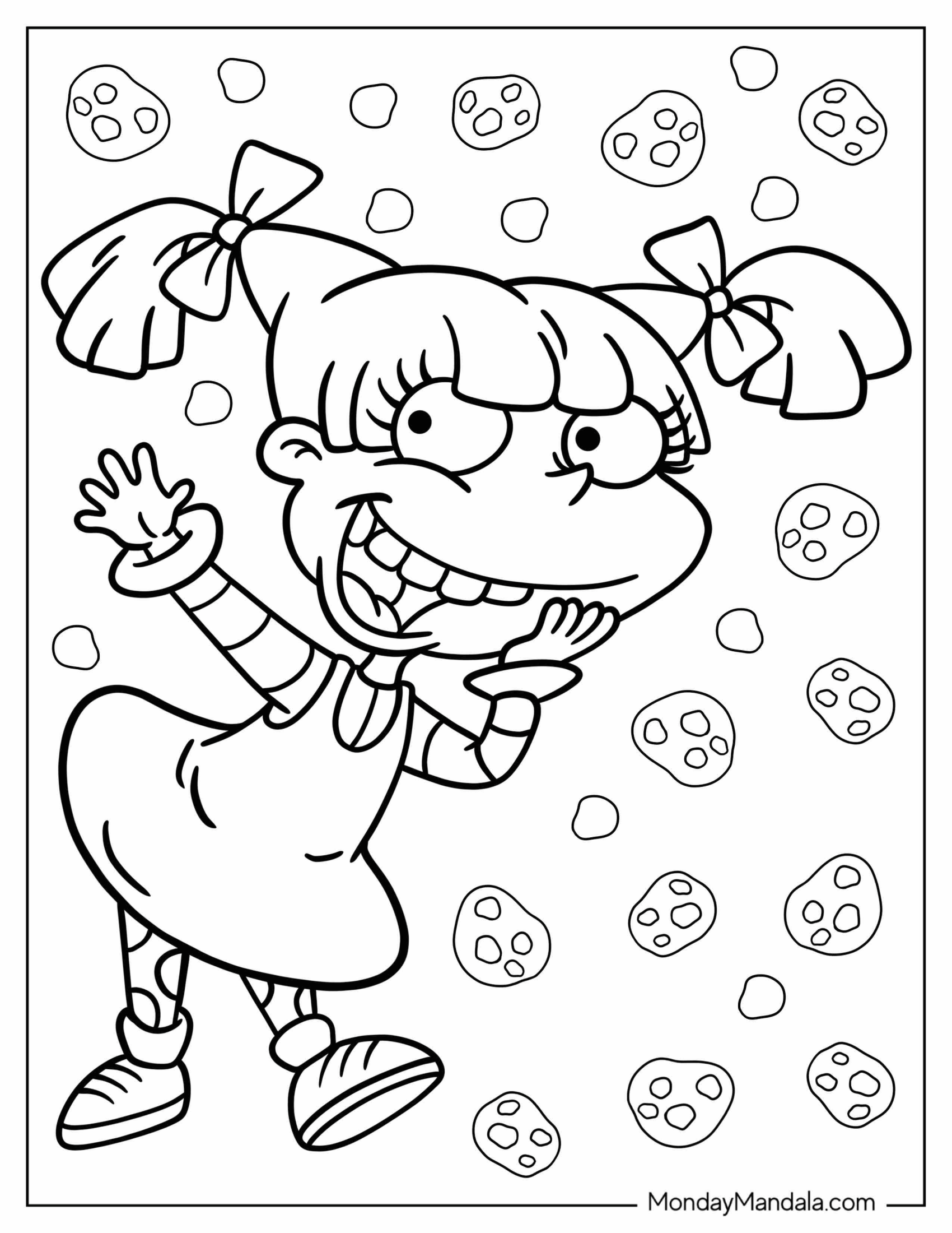 Rugrats Coloring Page Of Happy Angelika Pickles Waving