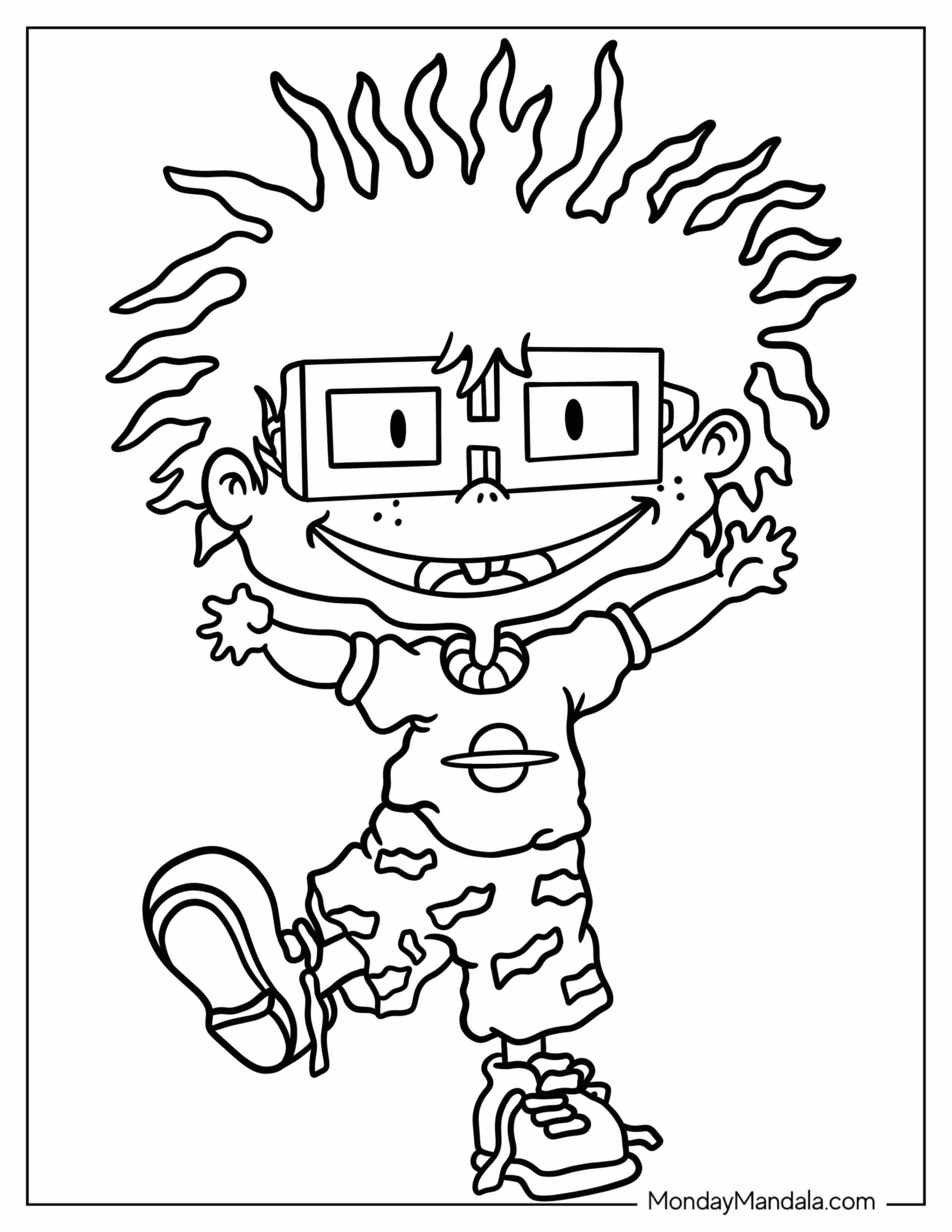 Rugrats Coloring Page Of Simple Chuckie Finster Outline For Kids