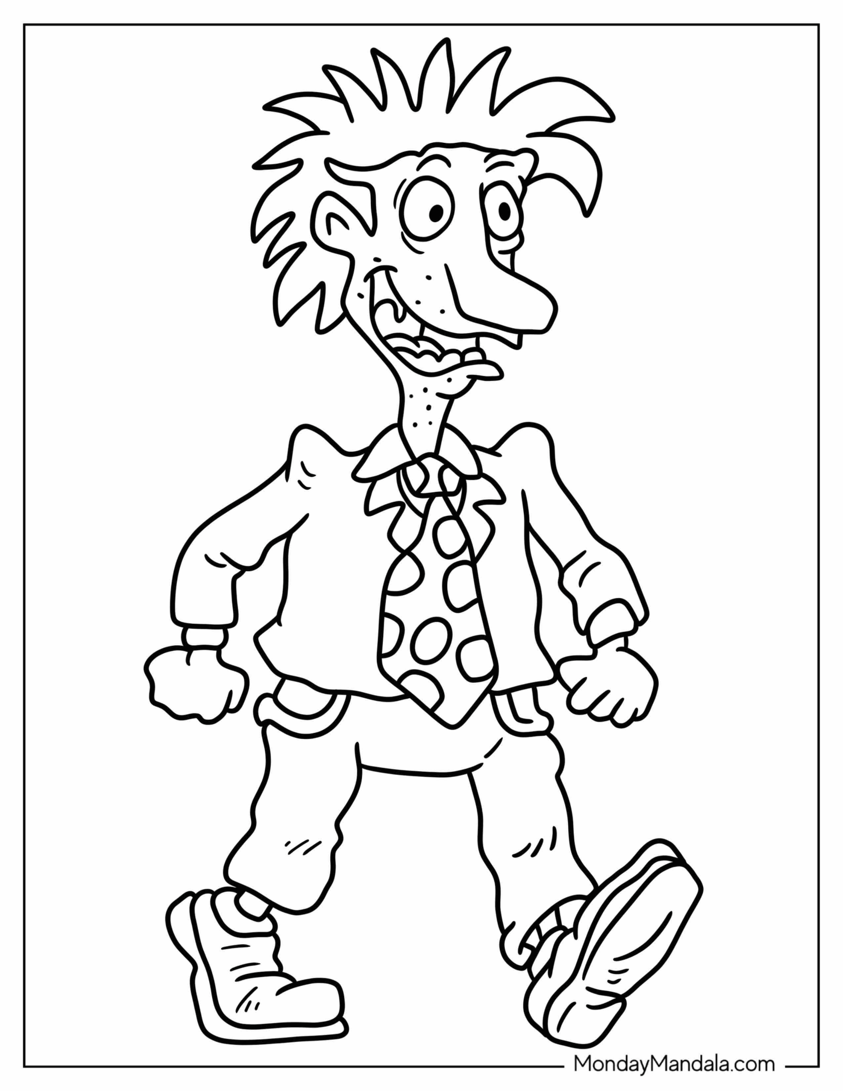 Rugrats Coloring Page Of Simple Stu Pickles Walking Outline