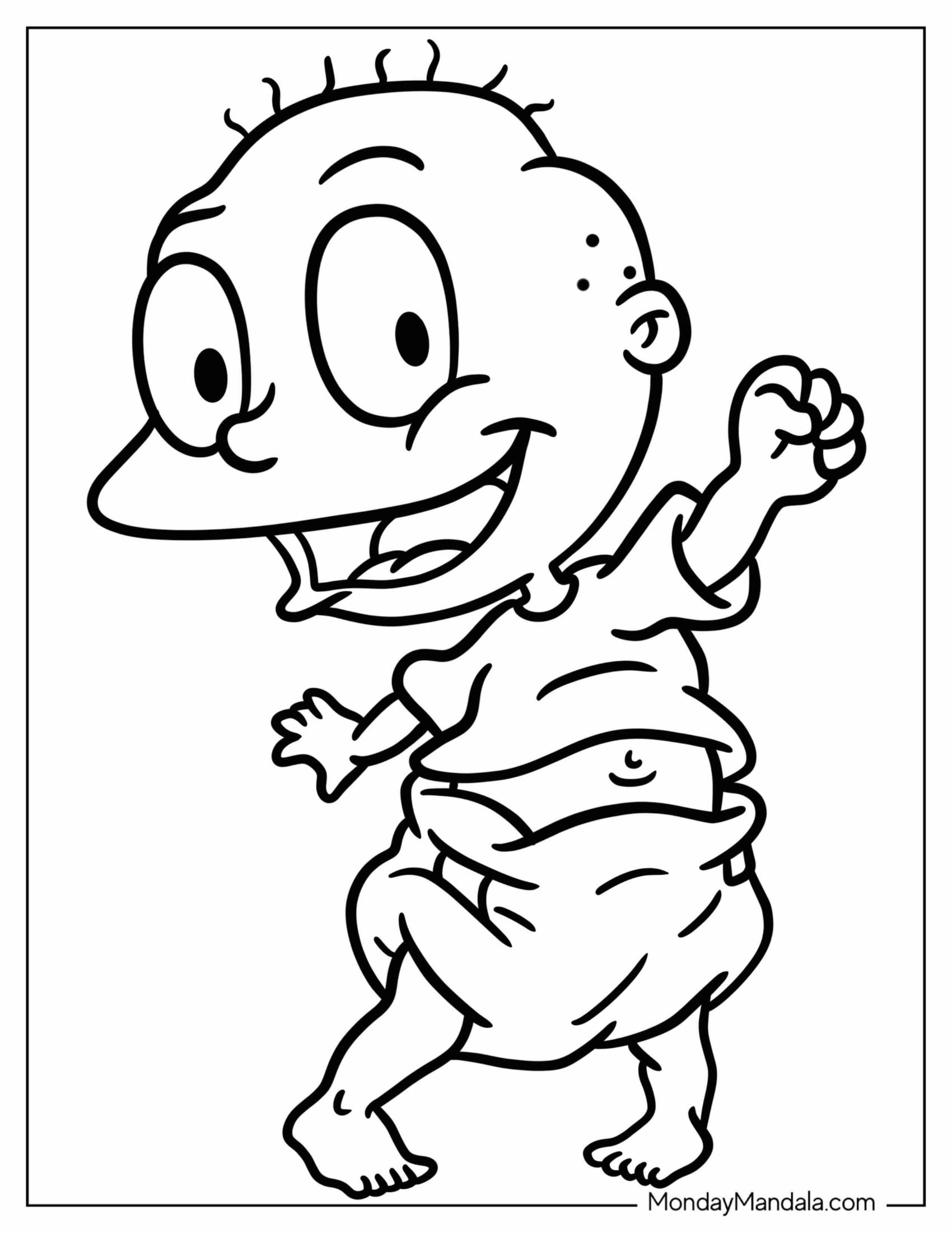 Rugrats Coloring Page Of  Tommy Pickles With First In The Air For Preschoolers