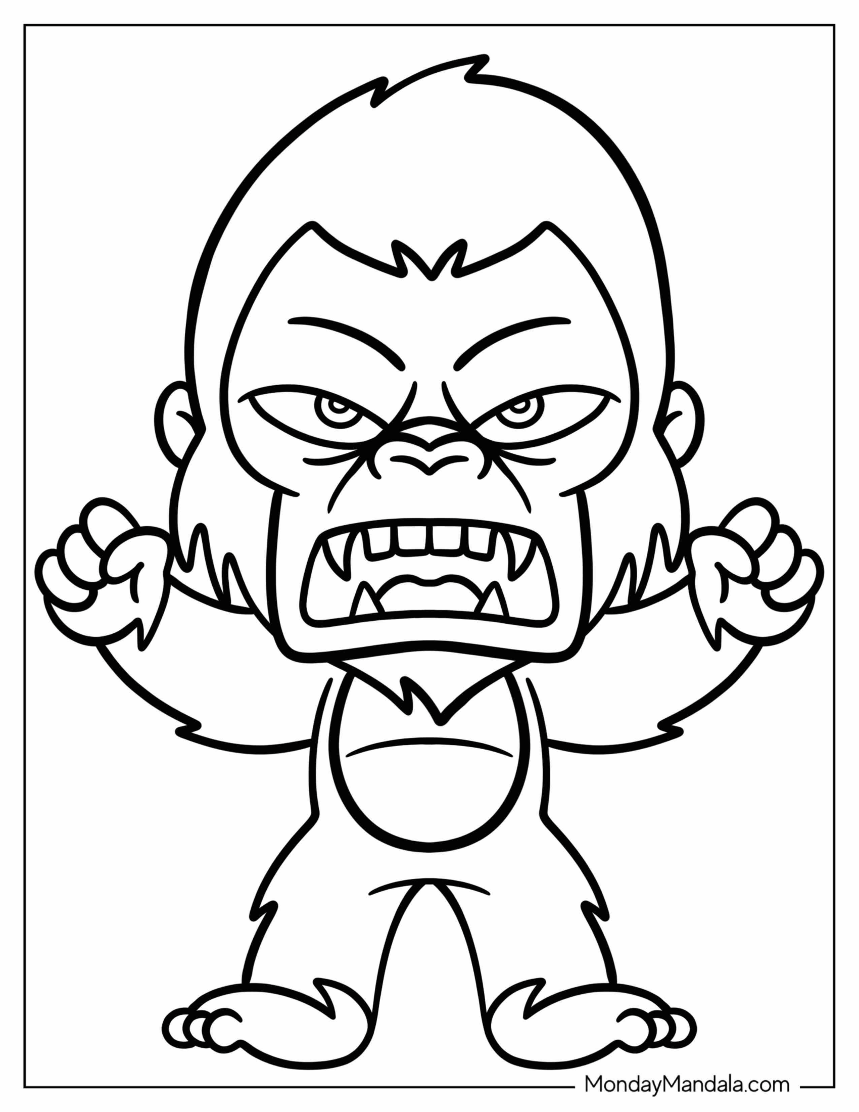 Scary King Kong Coloring Page For Preschoolers