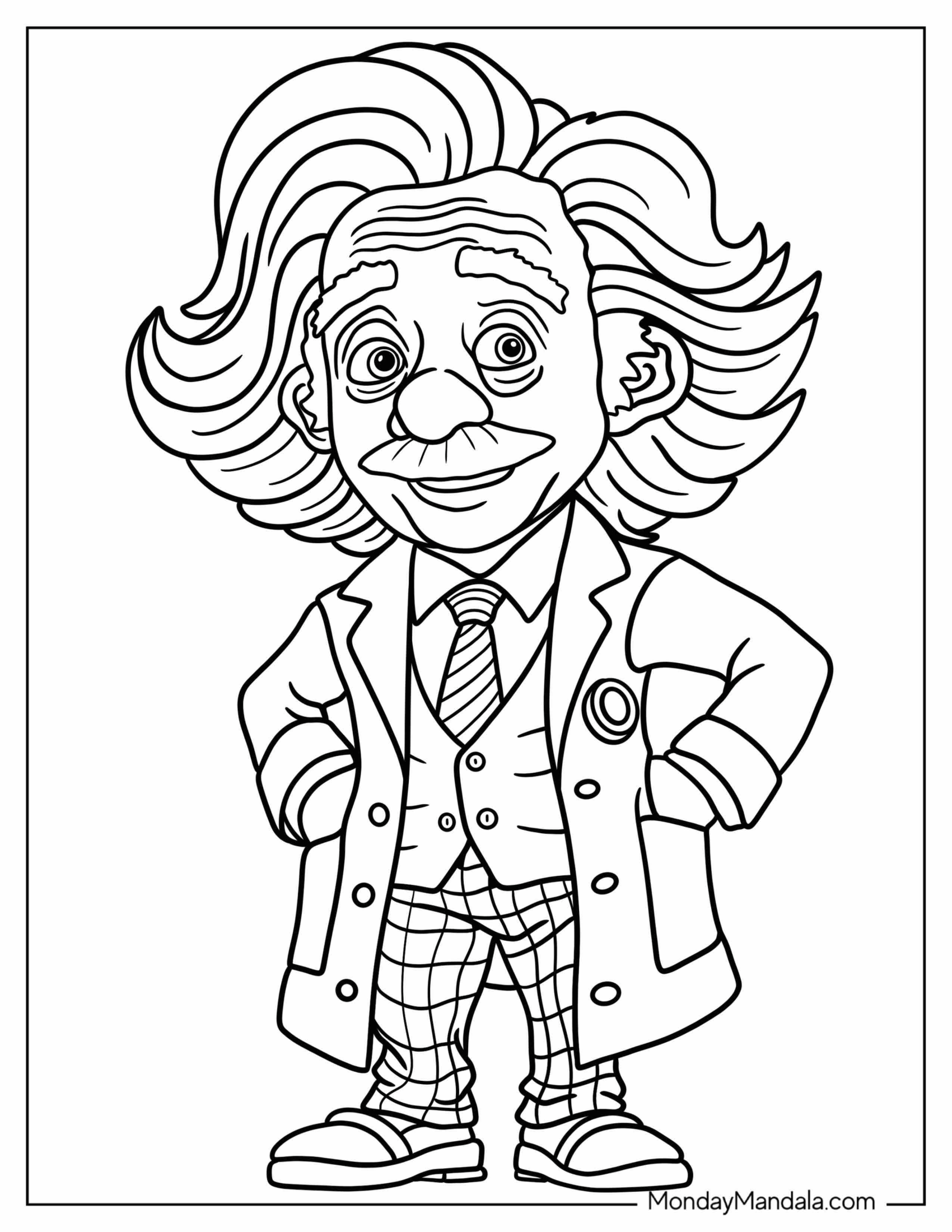 Science Coloring Page Of Chibi Albert Einstein For Kids