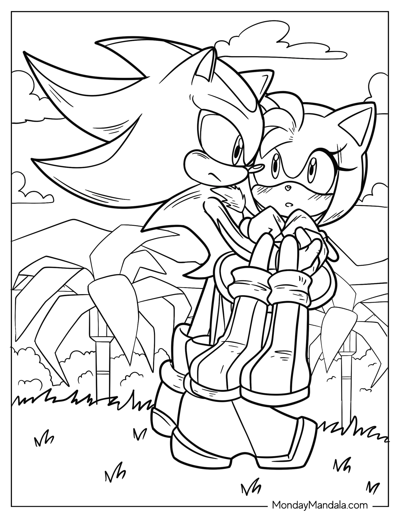 Shadow Carrying Amy Rose Coloring Page