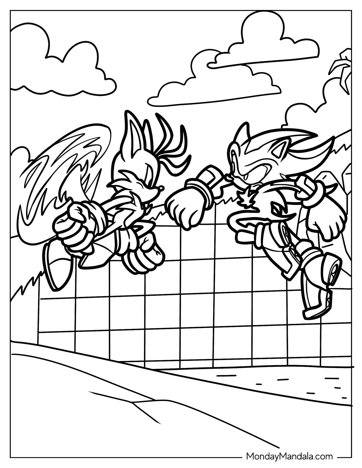 Shadow Fighting Tails Coloring Page