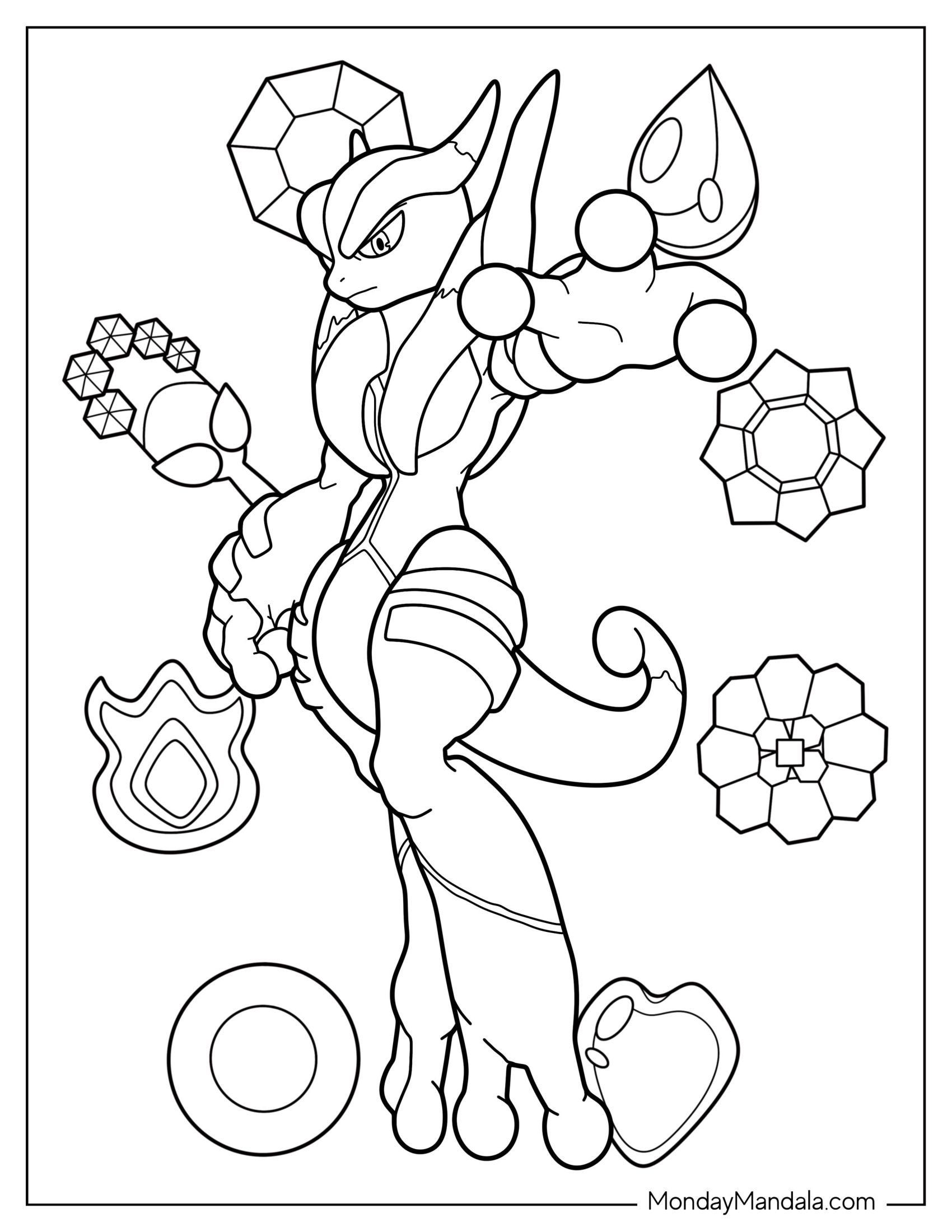 Shadwo Mega Mewtwo X Coloring Page