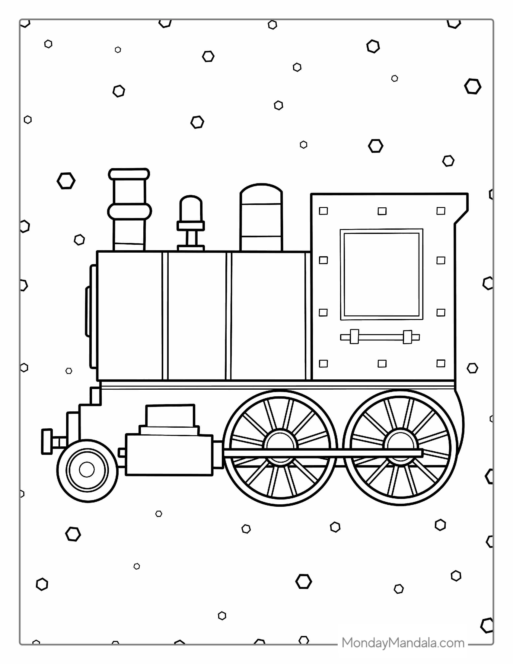 Simple 2D Train To Color For Preschoolers