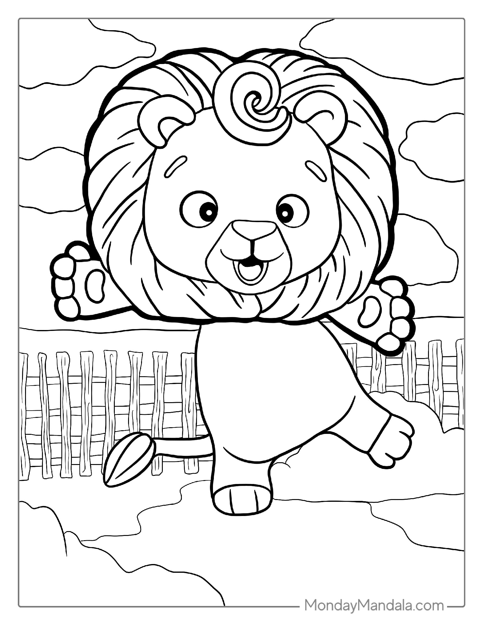 Simple Adorable Cartoon Lion To Color