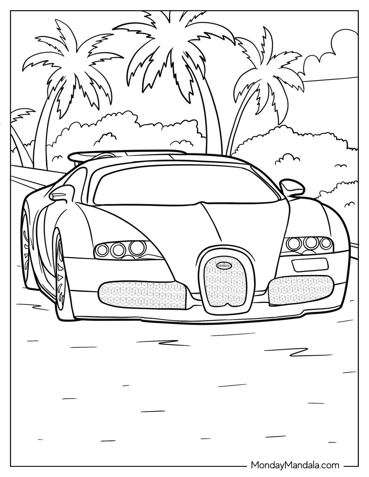 Simple Bugatti Coloring Page Veyron Coloring Page