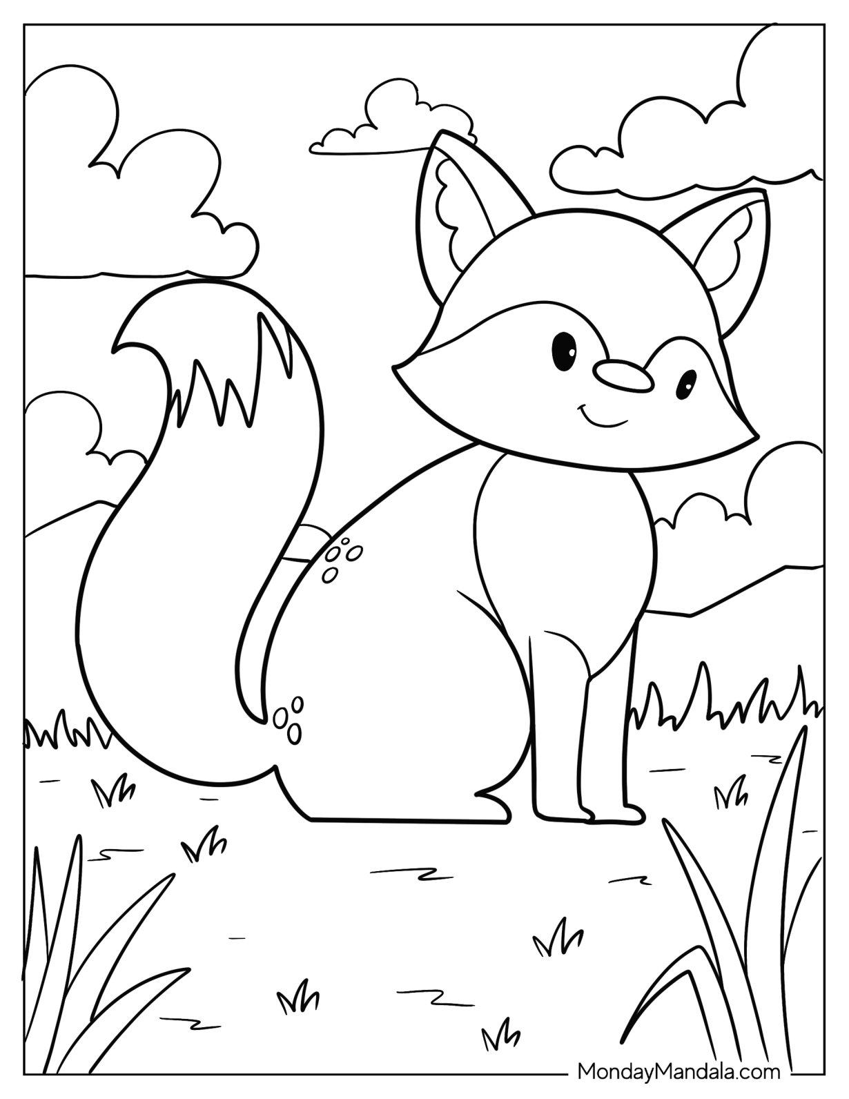 Simple Fox Coloring Page For Kids