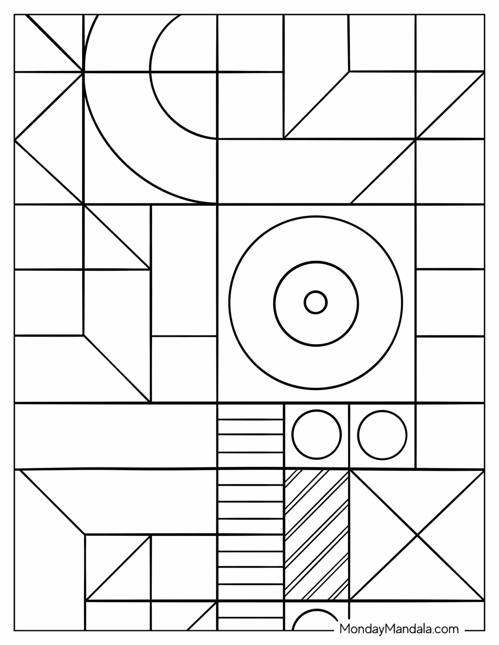 Simple Geometric Abstract Coloring Page