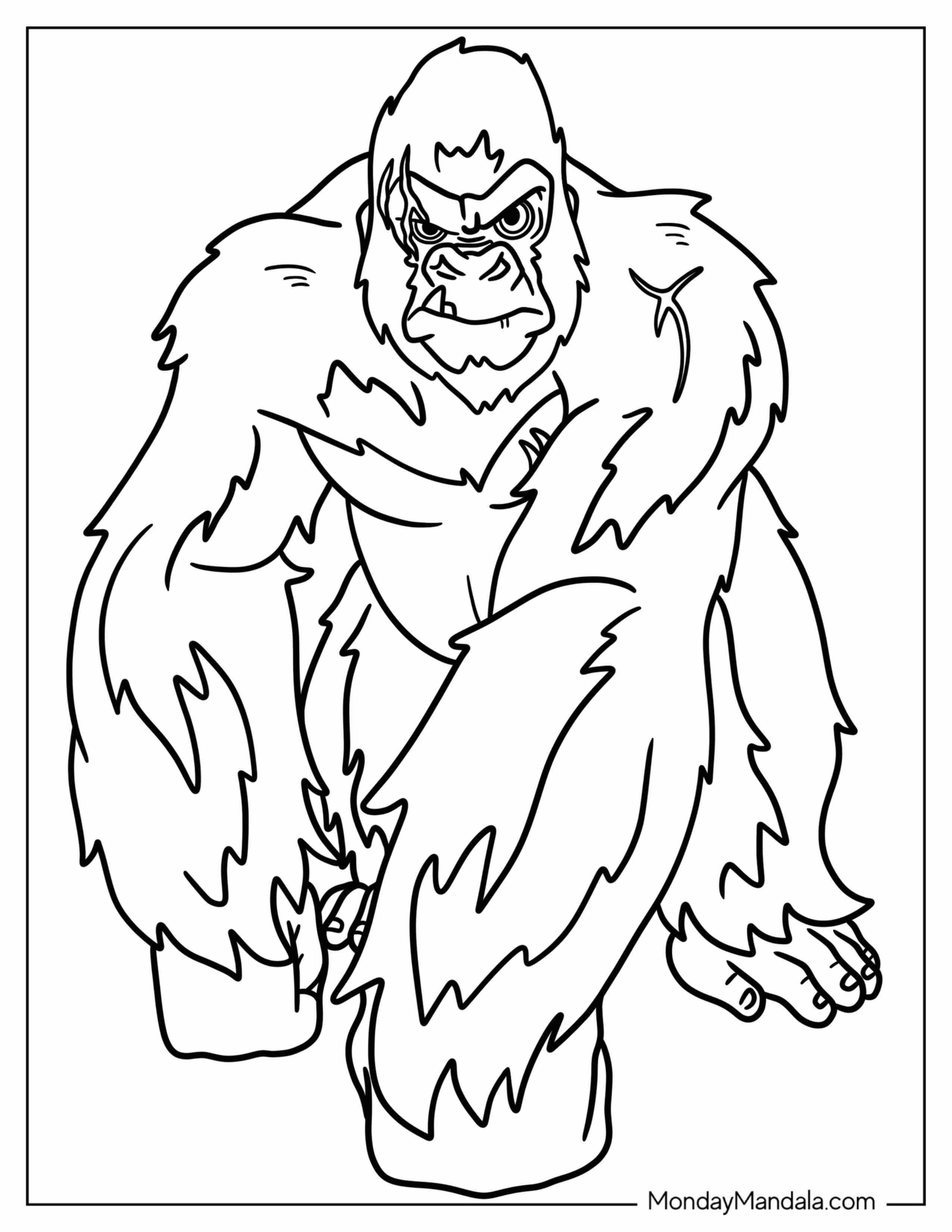 Simple King Kong Coloring Page For Kids