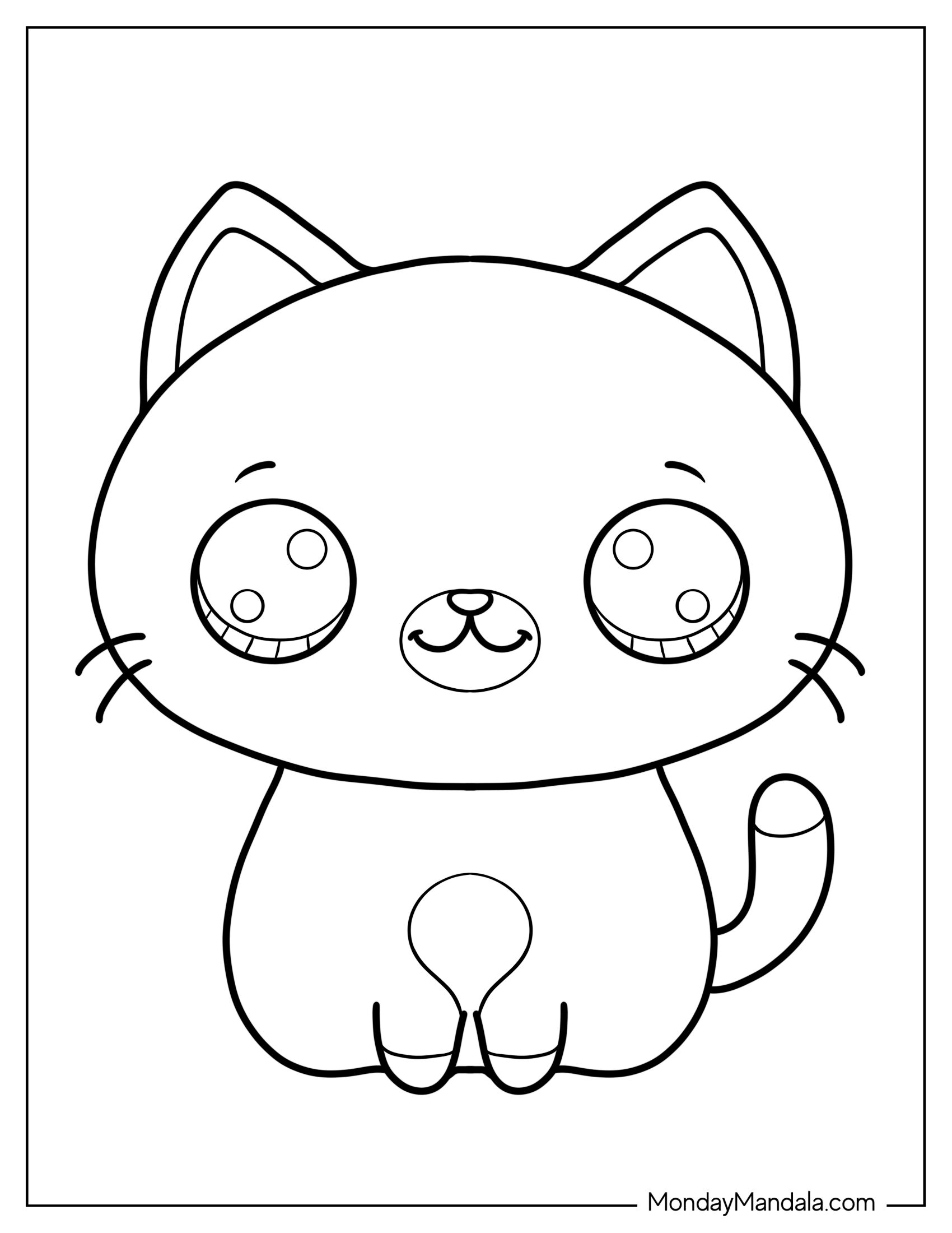 Simple Kitten Coloring Sheet For Kids