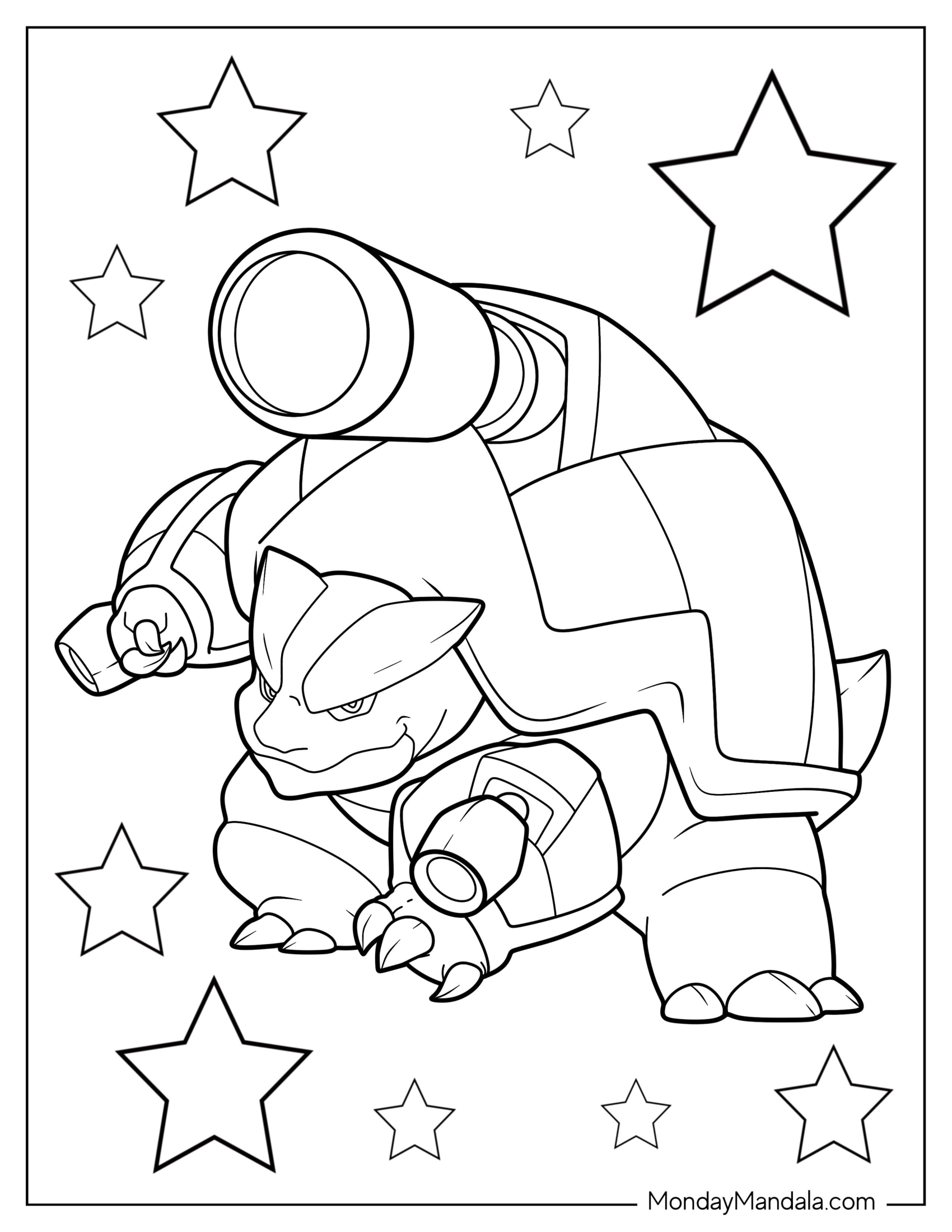 Simple Mega Y Blastoise Coloring Page