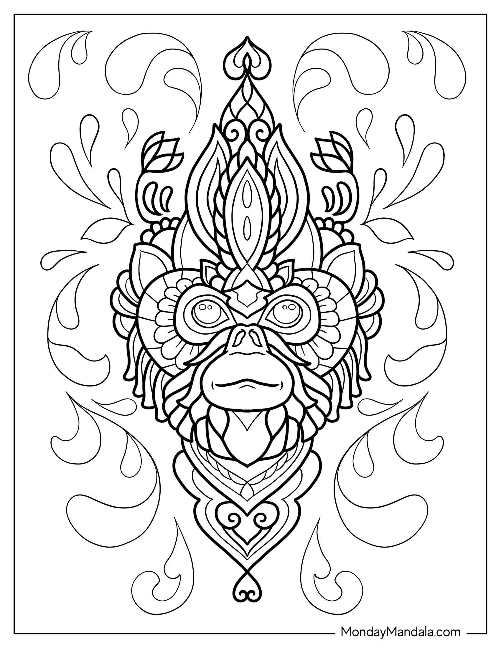 Simple Monkey Coloring Page Of Mandala 