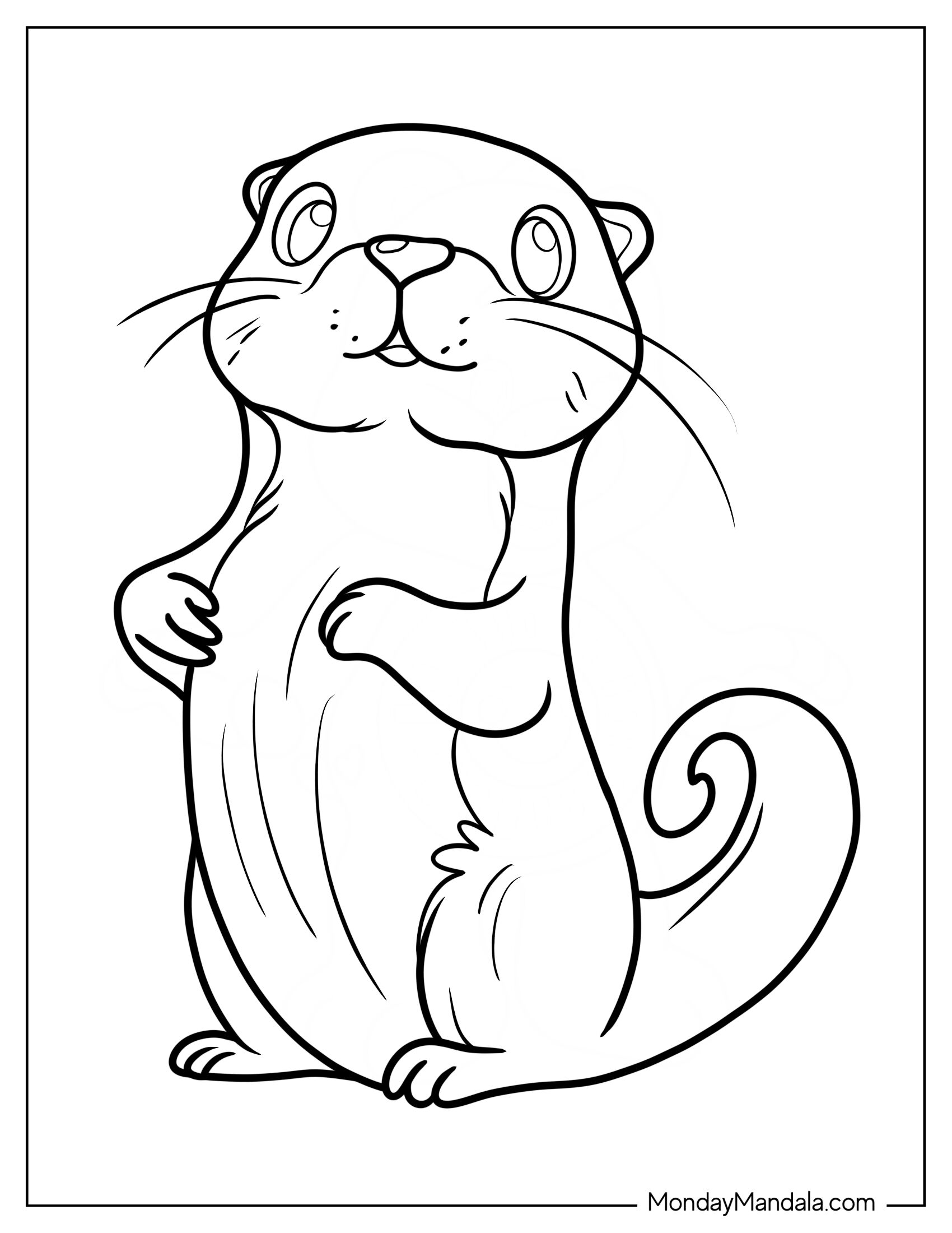 Simple Otter Coloring Page Standing For Kids