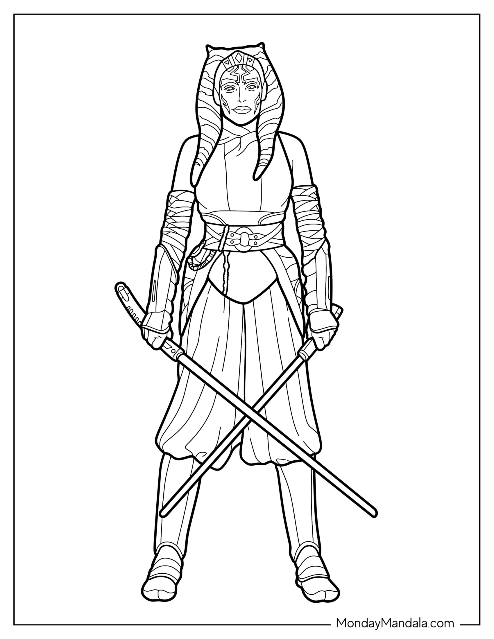 Simple Outline Of Ahsoka Coloring Page