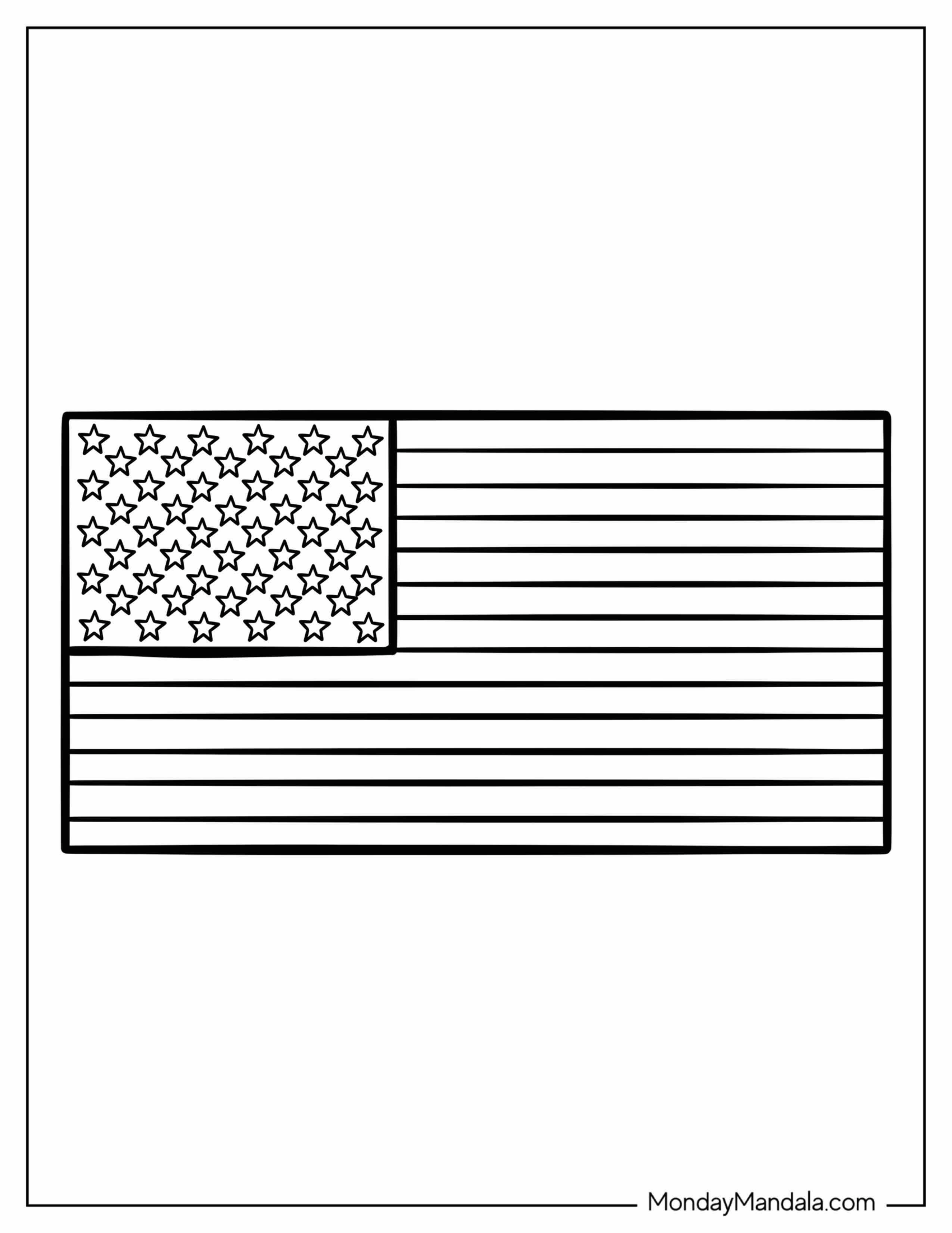 Simple Outline Of American Flag To Color