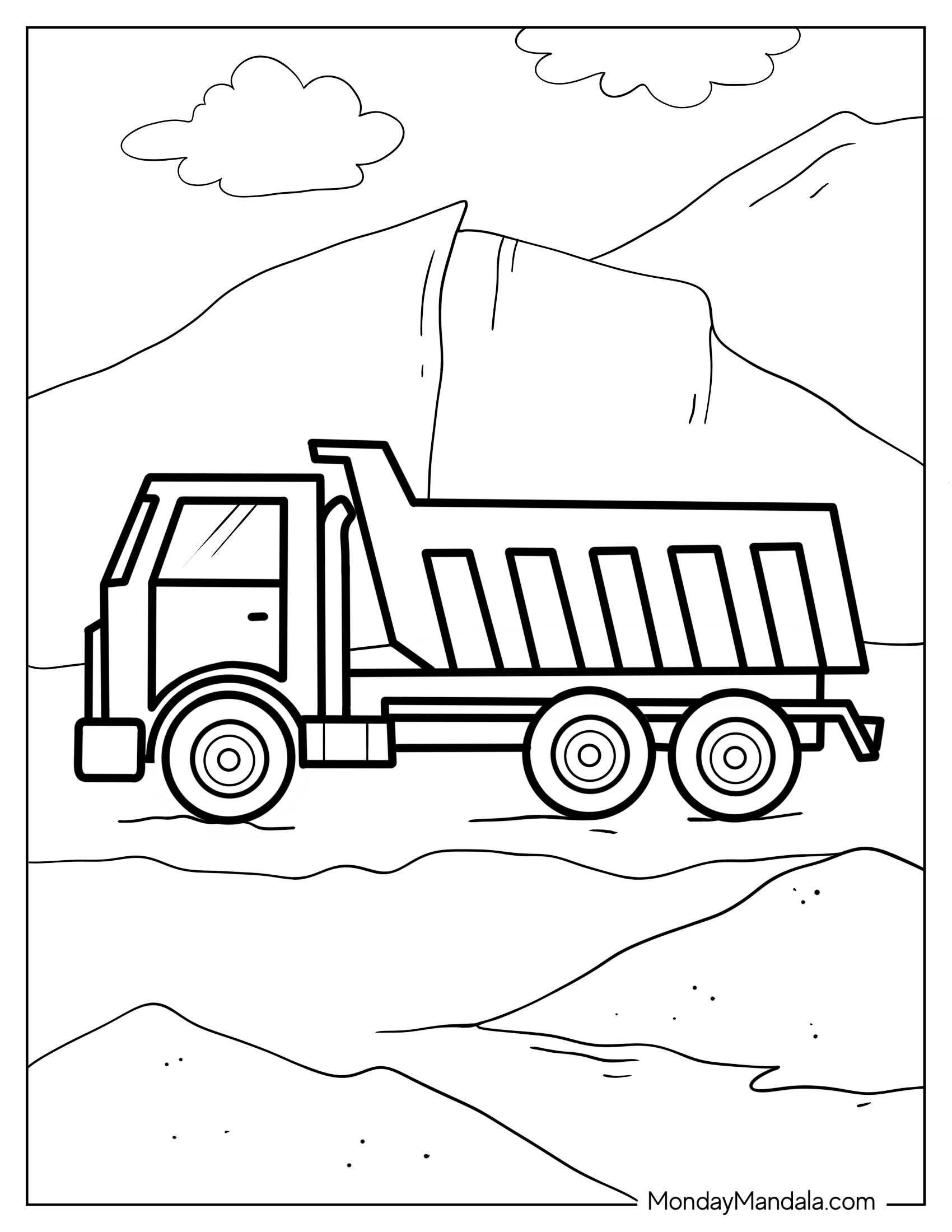 Simple Outline Of Dump Truck To Color