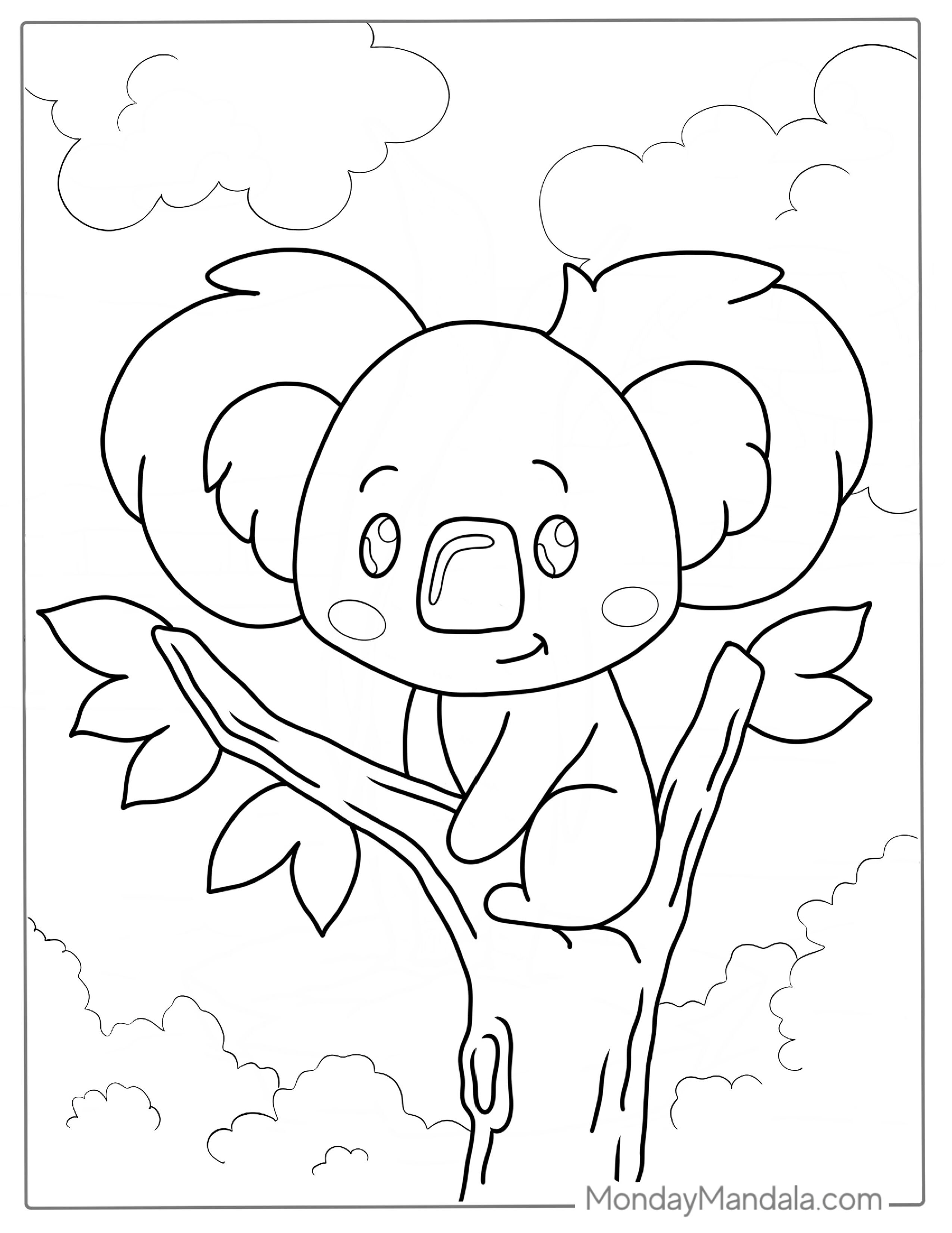 Simple Outline Of Koala For Preschoolers