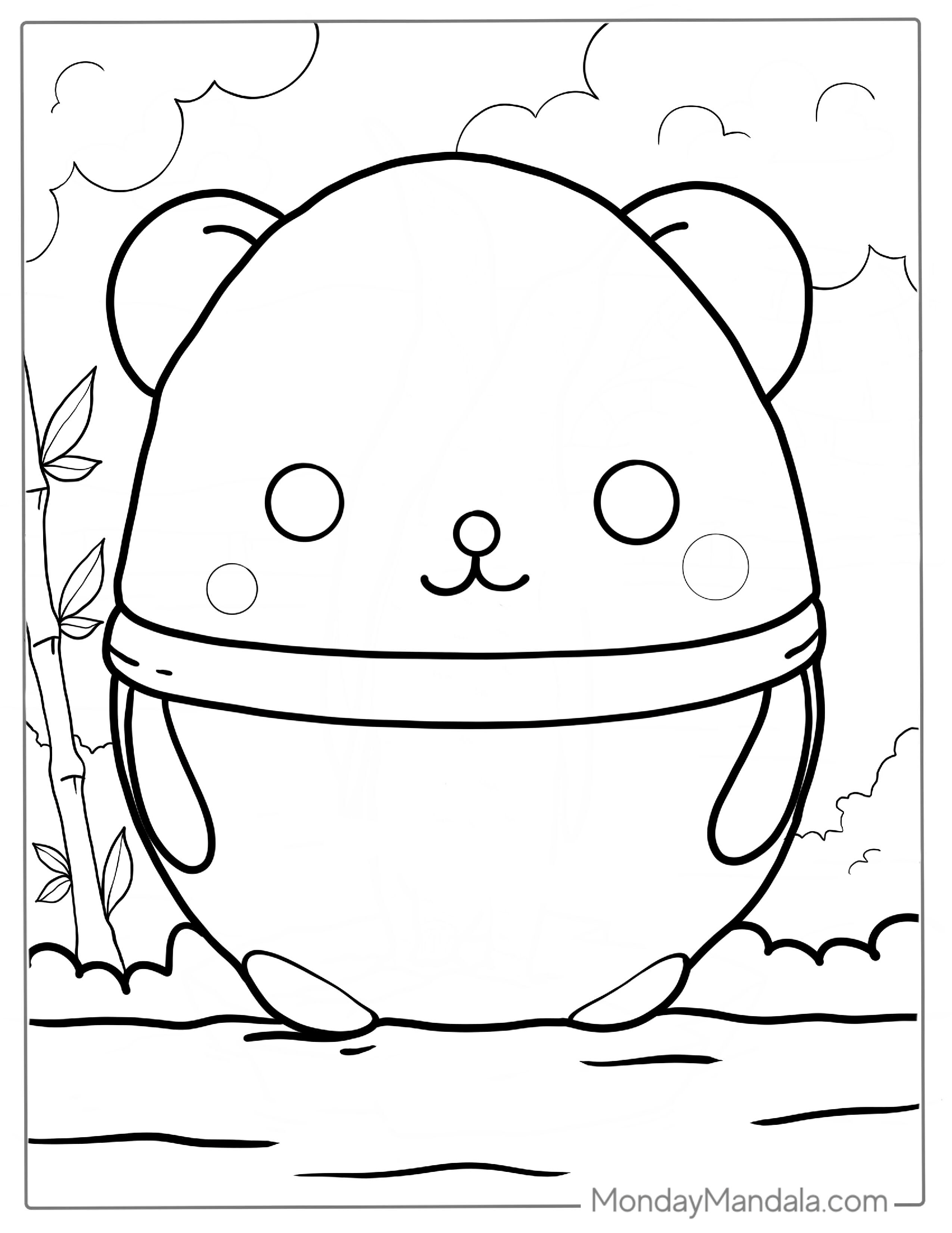 Simple Outline Of Panda To Color For Toddlers