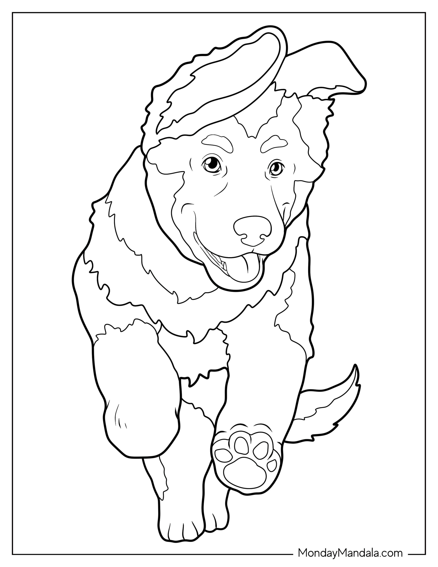 Simple Outline Of Puppy German Shepherd Coloring Page