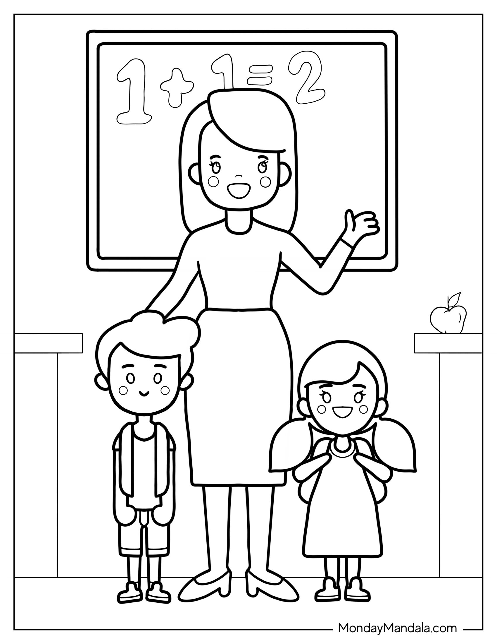 Simple Outline Of Teacher To Color