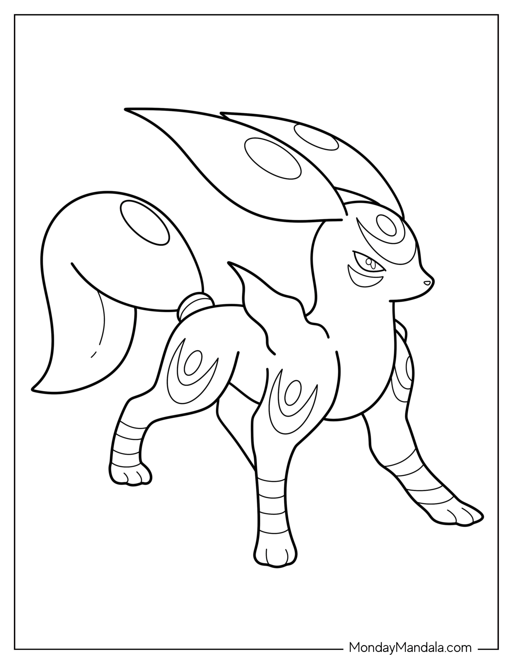 Simple Outline Of Umbreon Coloring Page Mega Evolution