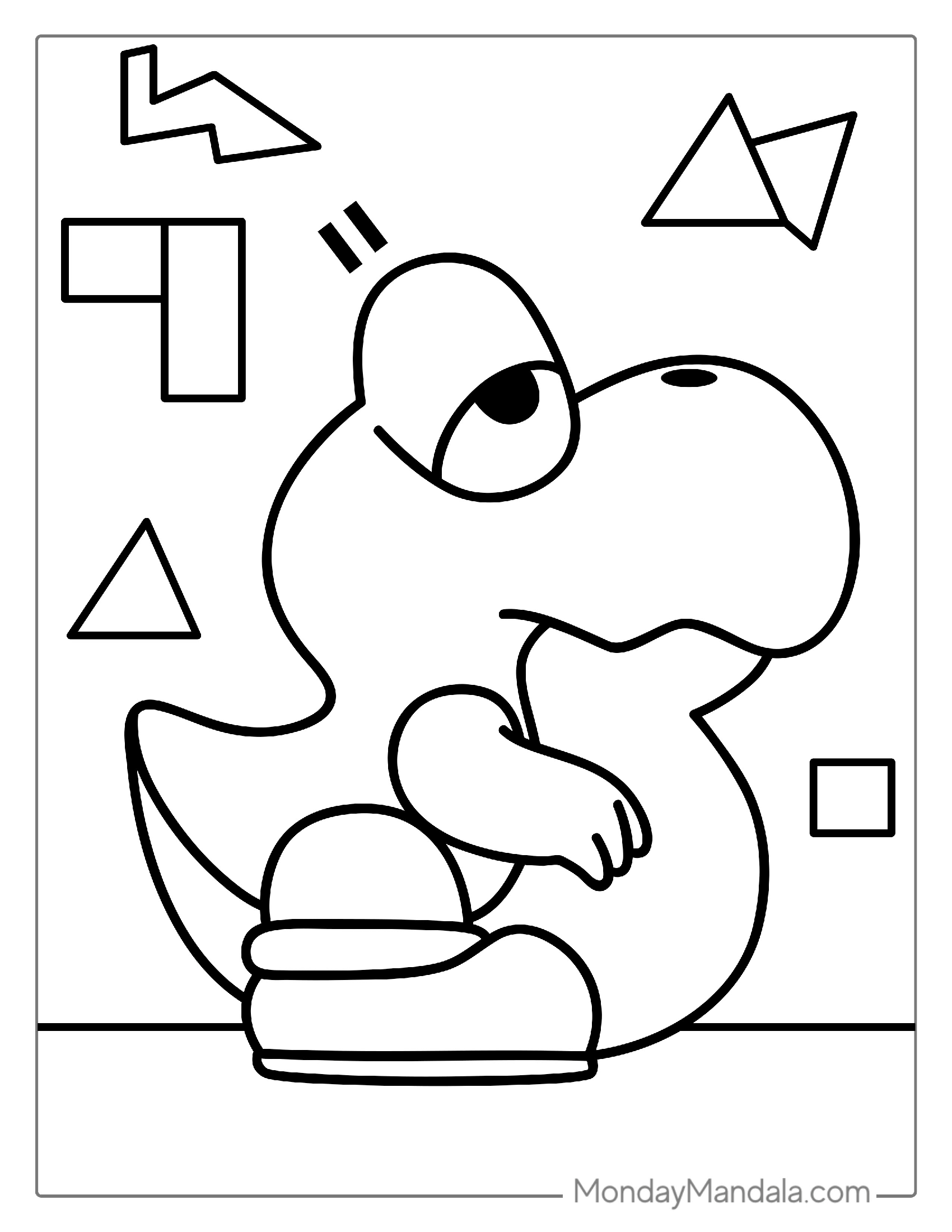 Simple Outline Of Yoshi Coloring Page