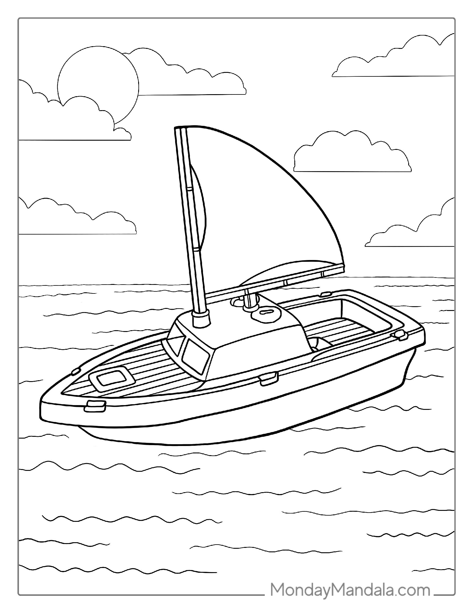 Simple Outline Of a Boat To Color For Preschoolers