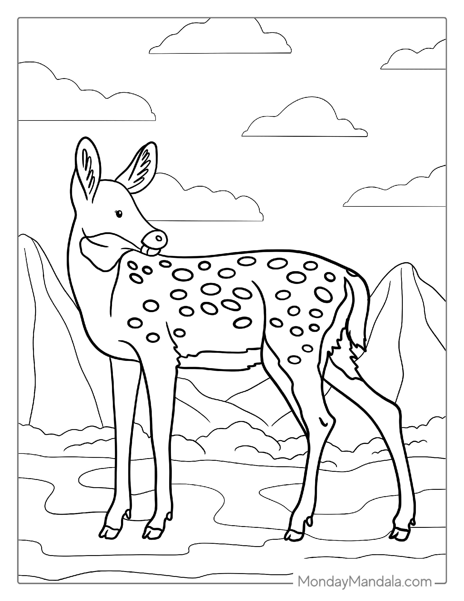 Simple Outline Of a Deer To Color