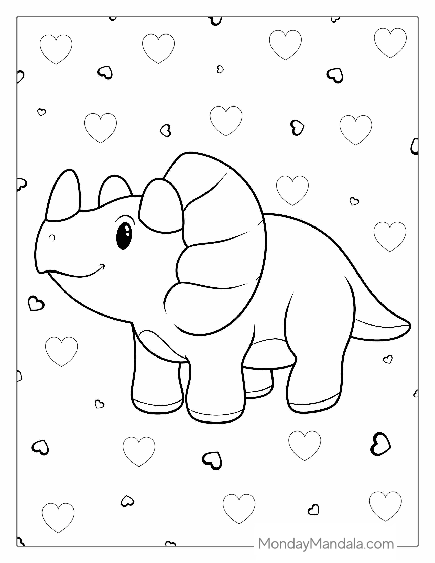 Simple Outline Of a Triceratops For Toddlers