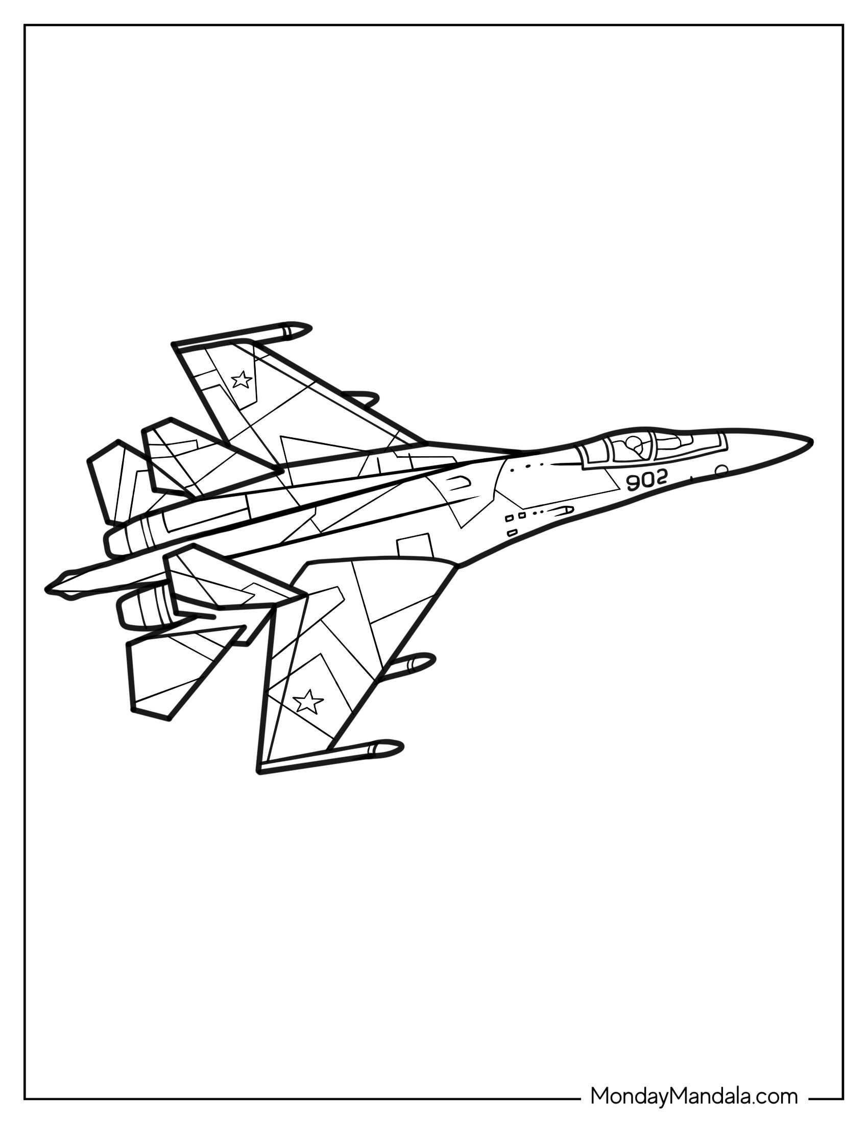 Simple Outline of Sukhoi Su-35 Russian Jet