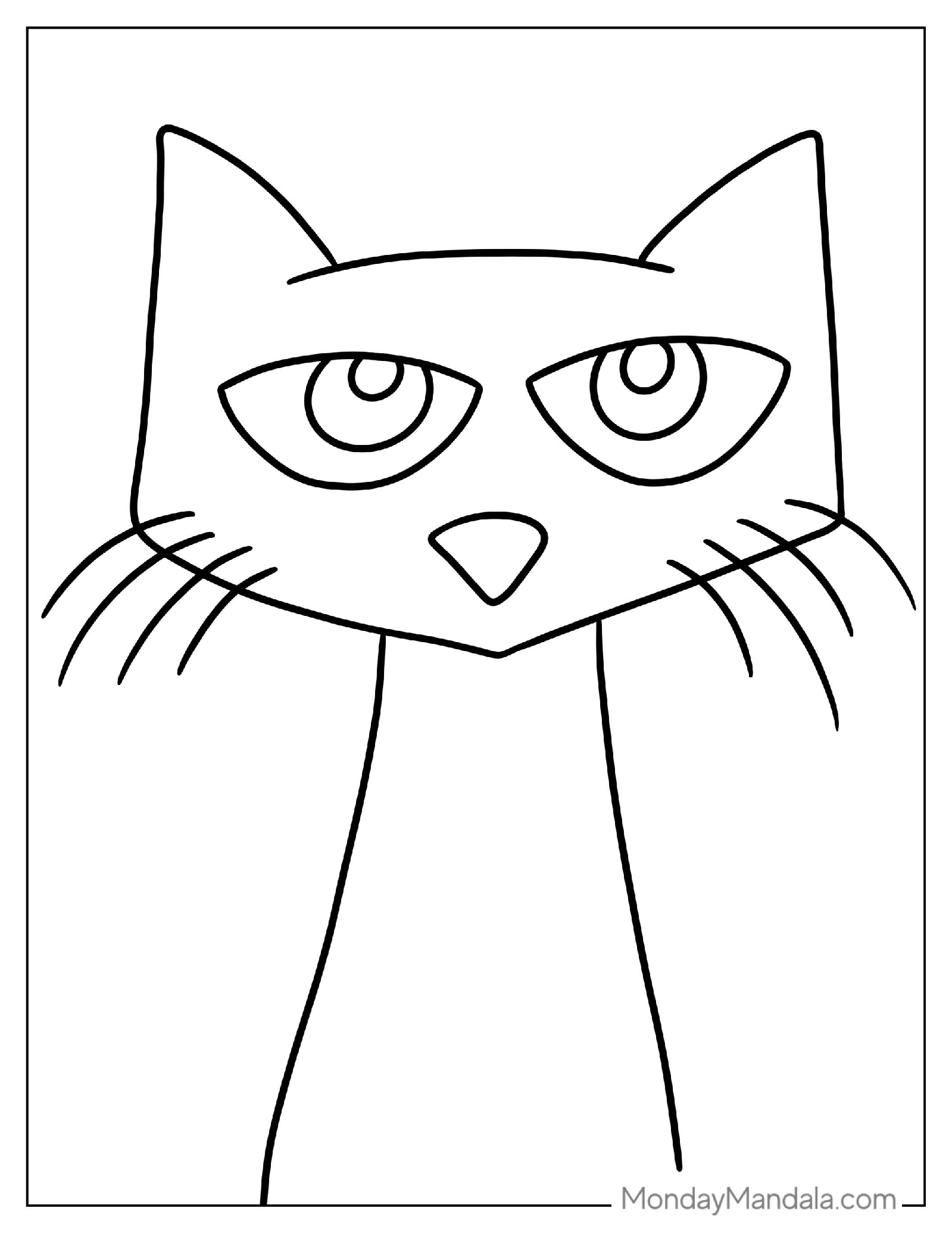 Simple To Color Drawing Of Pete The Cats Face