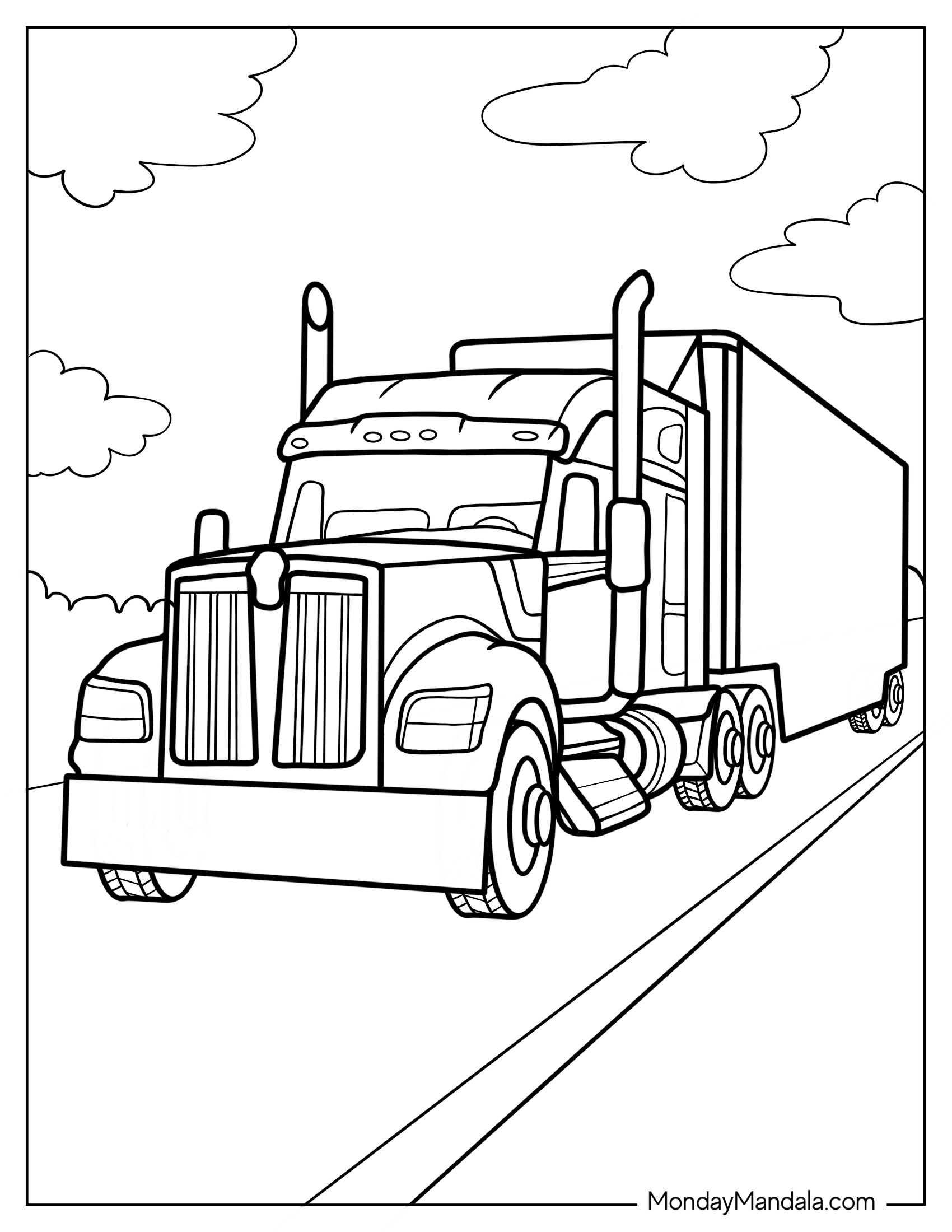 Simple To Color Semi Truck